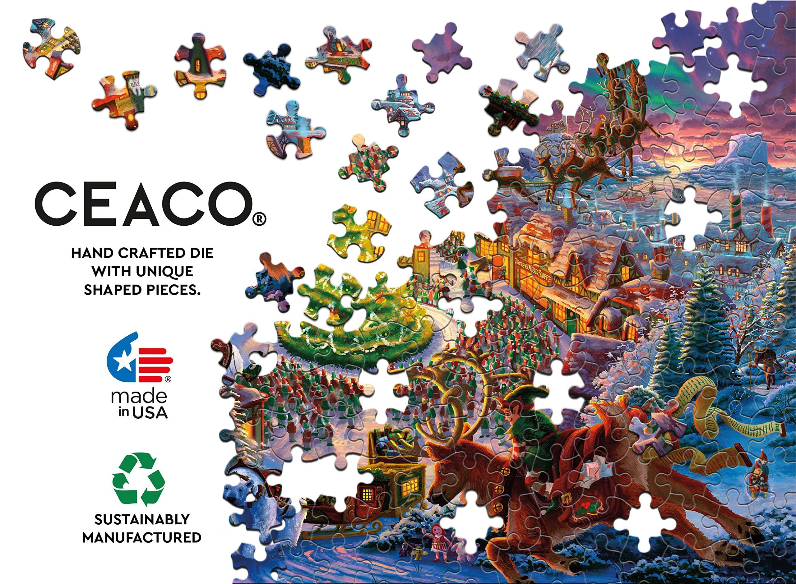 Foto 5 | Rompecabezas Ceaco Zac Kinkade Classic Christmas 1000 Piezas - Venta Internacional.
