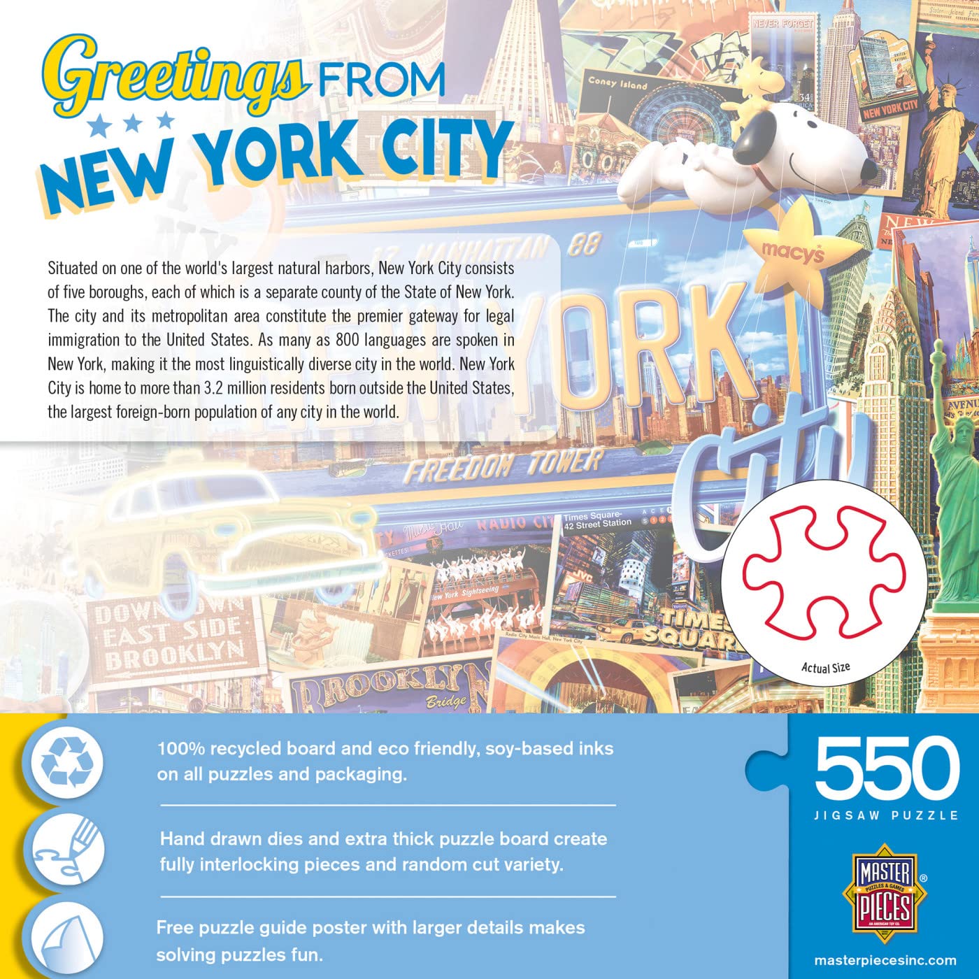 Foto 4 pulgar | Rompecabezas Masterpieces Greetings From New York, 550 Piezas - Venta Internacional.