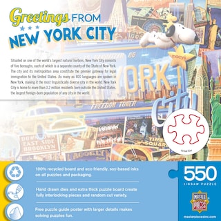 Foto 3 | Rompecabezas Masterpieces Greetings From New York, 550 Piezas - Venta Internacional.