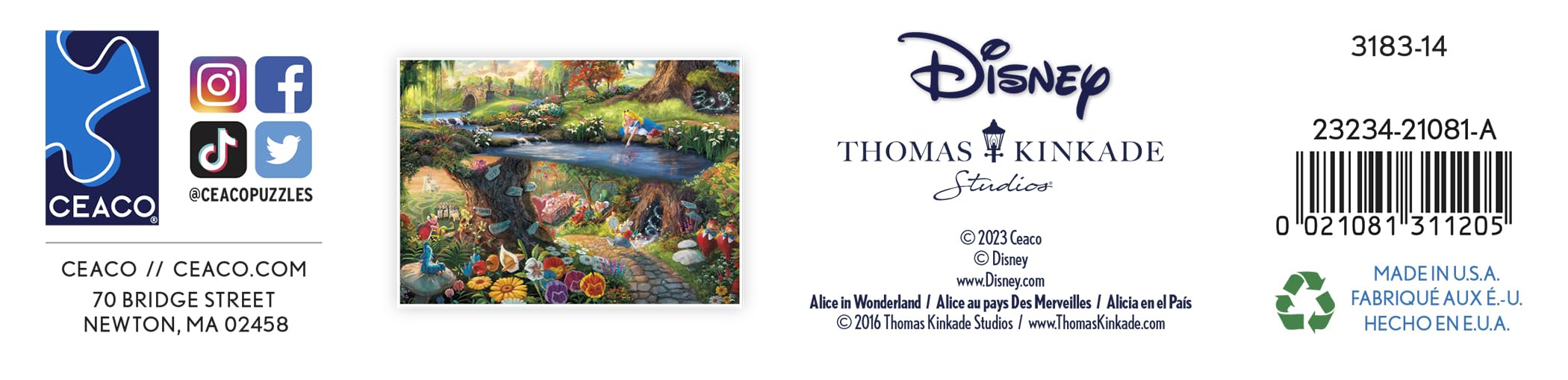 Foto 8 pulgar | Rompecabezas Ceaco Disney Thomas Kinkade Alice 1000 Piezas - Venta Internacional.