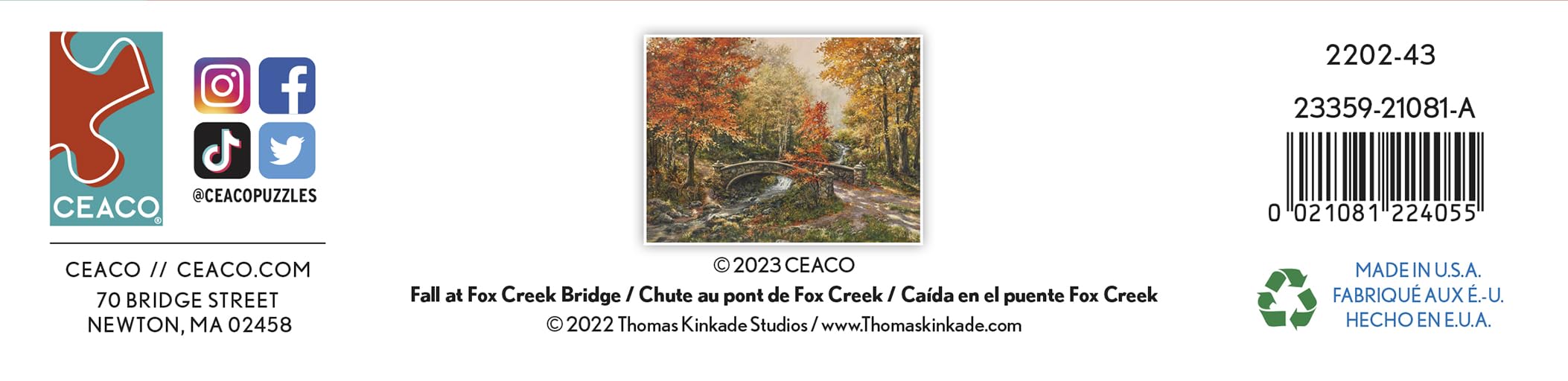 Foto 7 pulgar | Rompecabezas Ceaco Thomas Kinkade Cae En El Puente Fox Creek - Venta Internacional.
