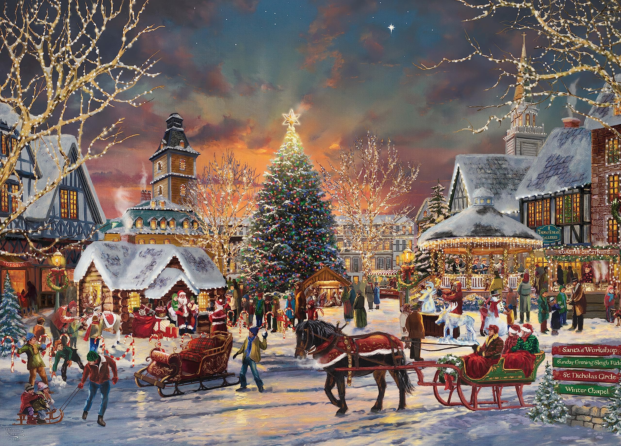 Foto 2 pulgar | Rompecabezas Ceaco Thomas Kinkade Christmas Festival 1000 Piezas - Venta Internacional.