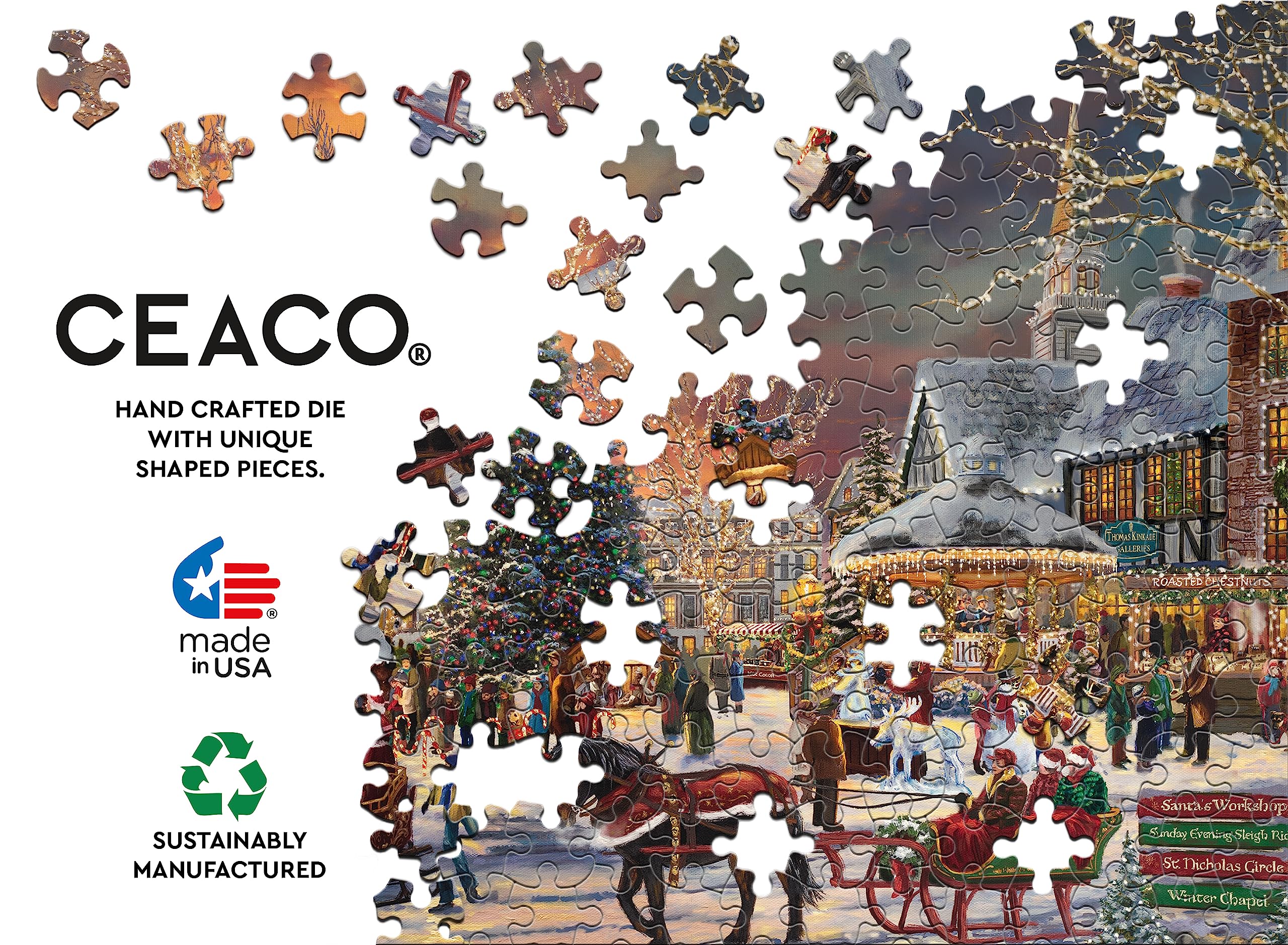 Foto 5 | Rompecabezas Ceaco Thomas Kinkade Christmas Festival 1000 Piezas - Venta Internacional.