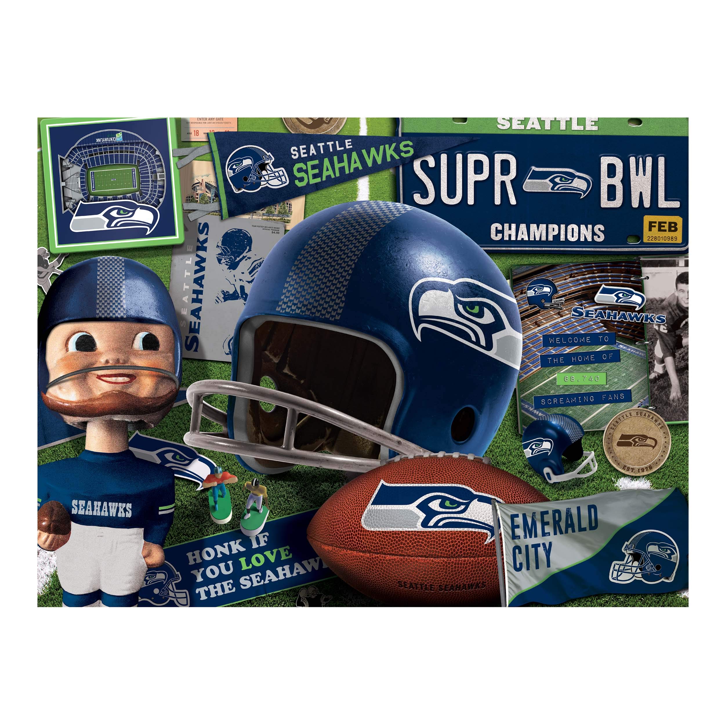 Foto 4 pulgar | Puzzle Youthefan Nfl Seattle Seahawks Retro De 500 Piezas - Venta Internacional.