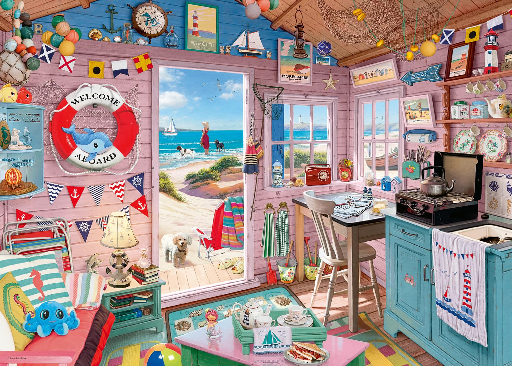 Rompecabezas Ravensburger My Haven No.7: My Beach Hut 1000 Piezas - Venta Internacional.