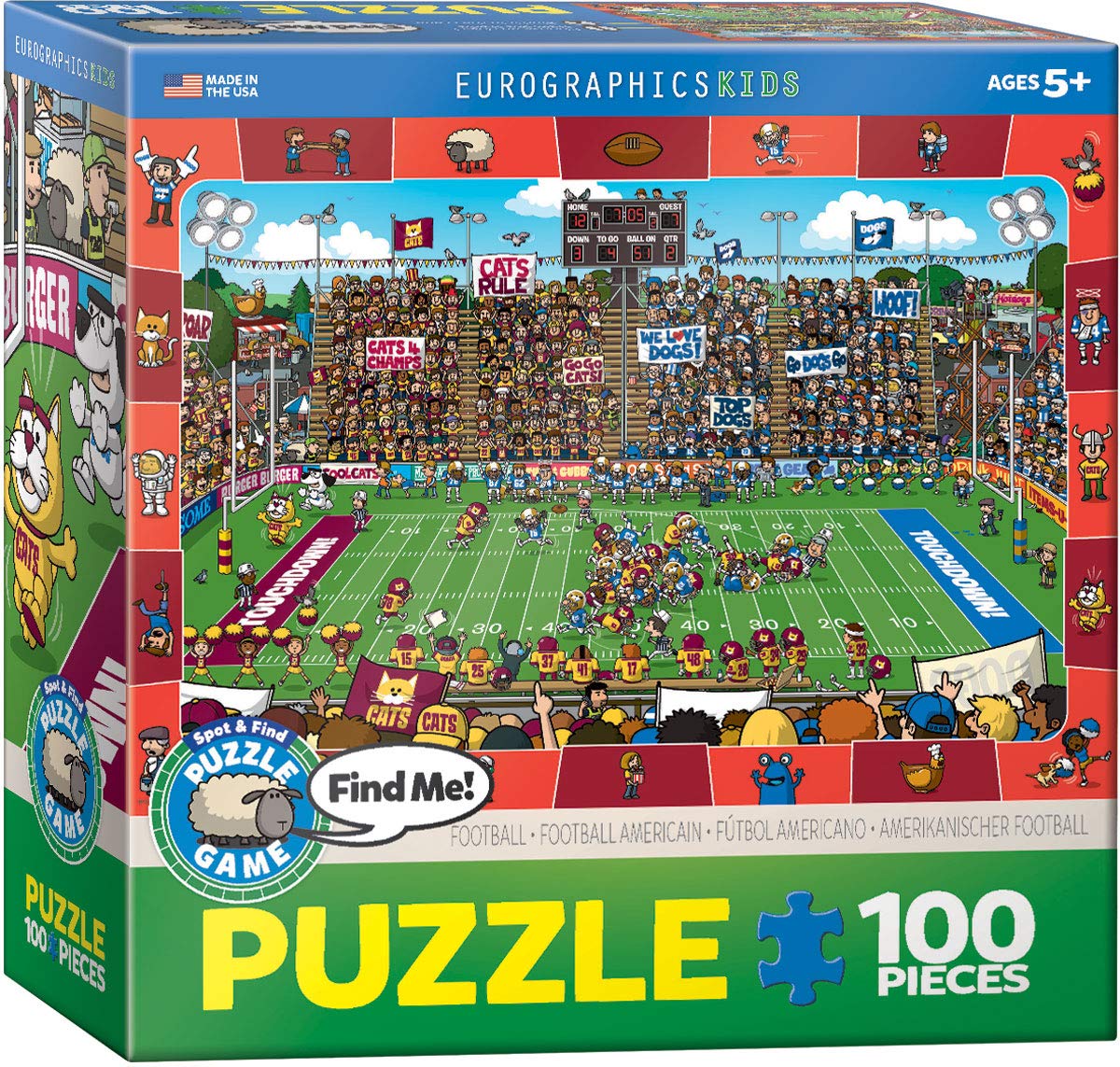 Puzzle Eurographics Football Spot & Find De 100 Piezas - Venta Internacional.