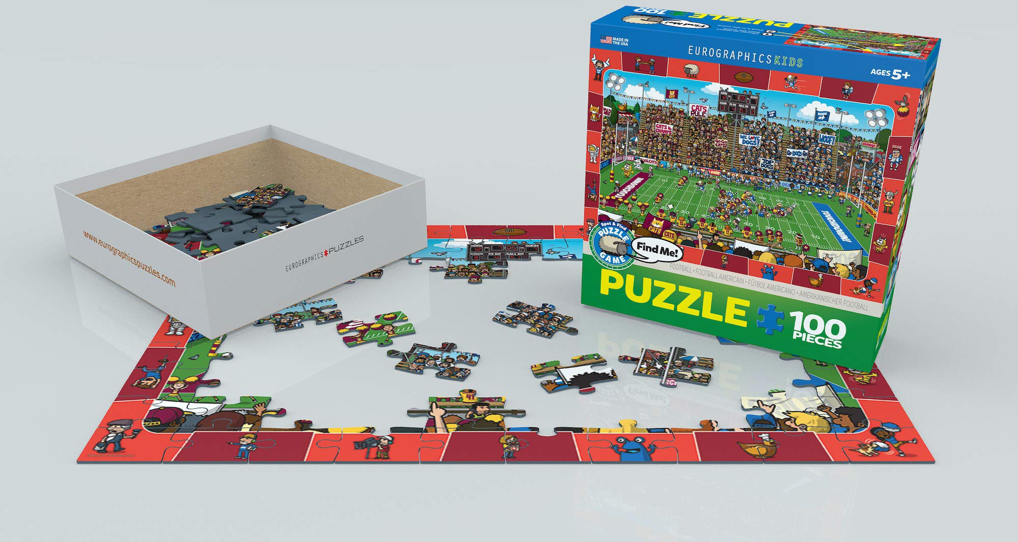 Foto 3 | Puzzle Eurographics Football Spot & Find De 100 Piezas - Venta Internacional.