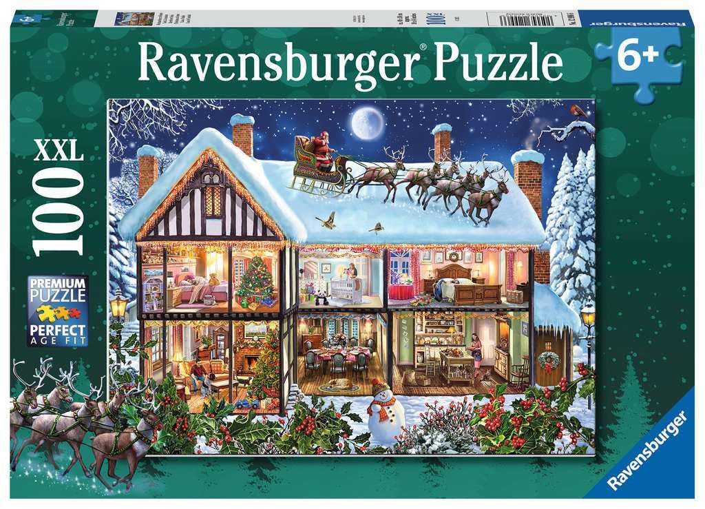 Rompecabezas Ravensburger Christmas At Home, 100 Piezas - Venta Internacional.