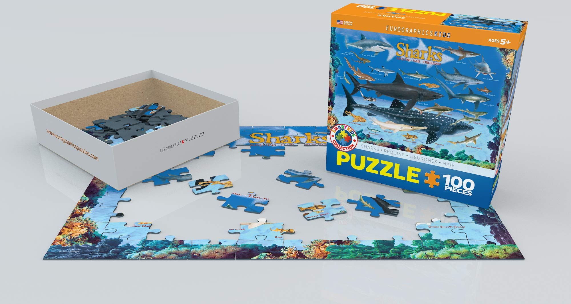 Foto 4 pulgar | Rompecabezas Eurographics Sharks 100 Piezas - Venta Internacional.
