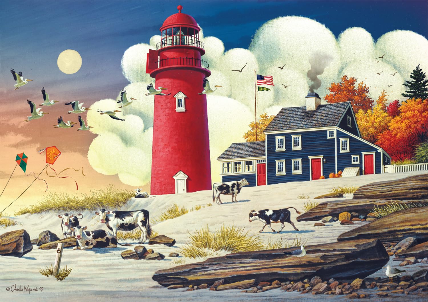 Rompecabezas Buffalo Games Charles Wysocki Beach Bums, 300 Piezas - Venta Internacional.