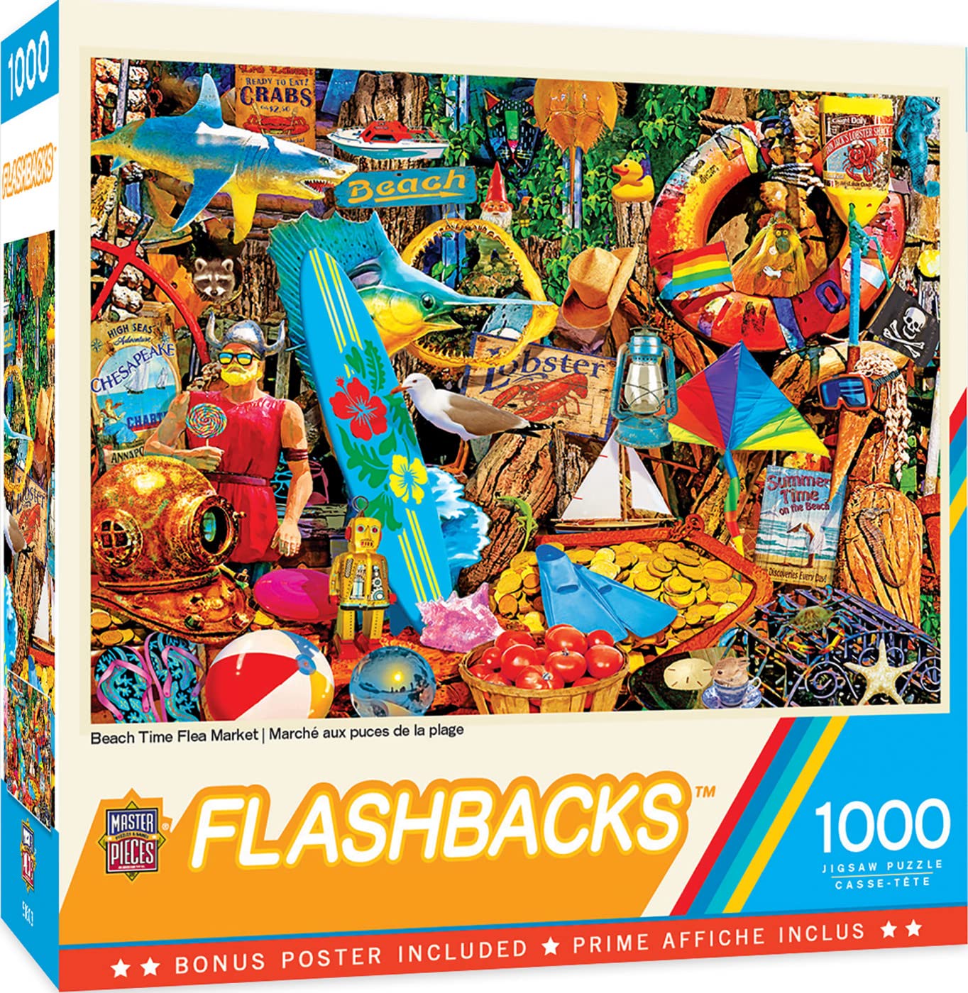 Rompecabezas Masterpieces Beach Time Flea Market 1000 Piezas - Venta Internacional.