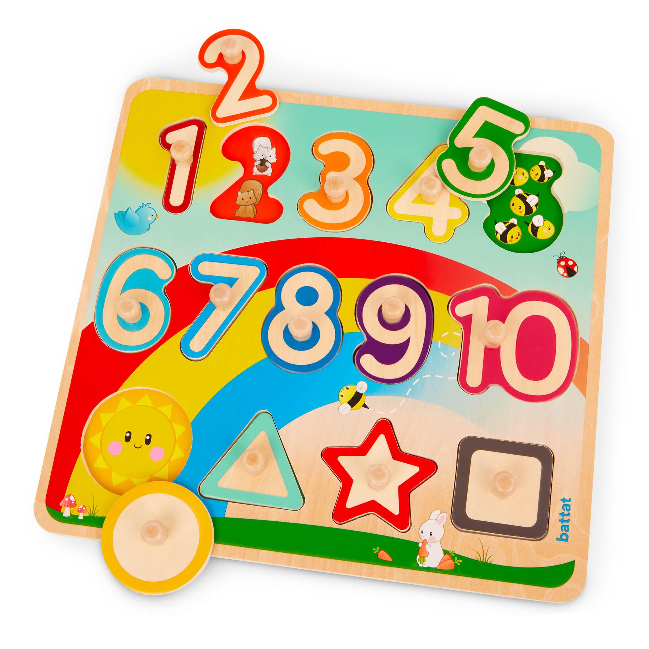 Foto 2 pulgar | Juguete Educativo Battat Wooden Number & Shapes Puzzle 2+ - Venta Internacional.