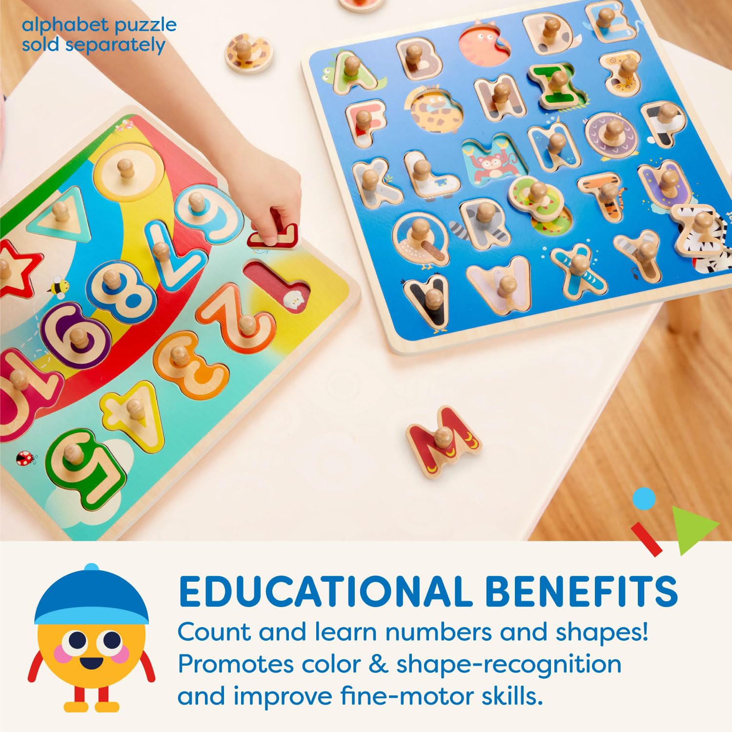 Foto 3 pulgar | Juguete Educativo Battat Wooden Number & Shapes Puzzle 2+ - Venta Internacional.