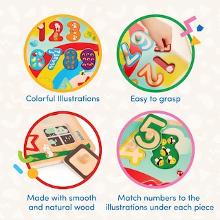 Foto 3 | Juguete Educativo Battat Wooden Number & Shapes Puzzle 2+ - Venta Internacional.