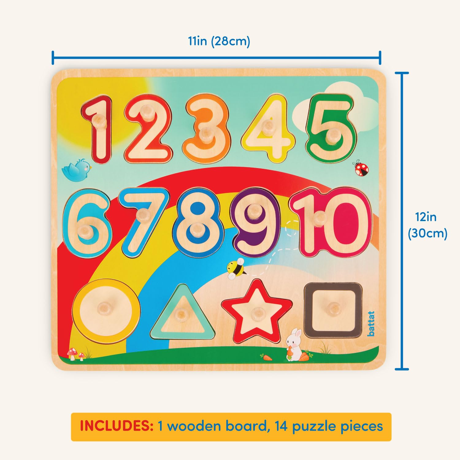 Foto 5 pulgar | Juguete Educativo Battat Wooden Number & Shapes Puzzle 2+ - Venta Internacional.