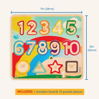 Foto 4 | Juguete Educativo Battat Wooden Number & Shapes Puzzle 2+ - Venta Internacional.