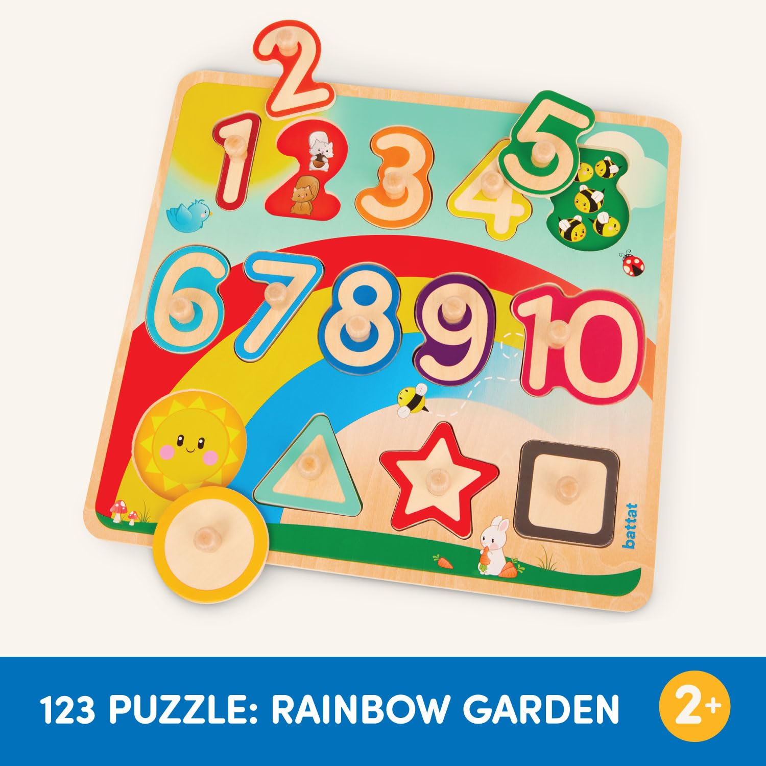 Foto 6 pulgar | Juguete Educativo Battat Wooden Number & Shapes Puzzle 2+ - Venta Internacional.