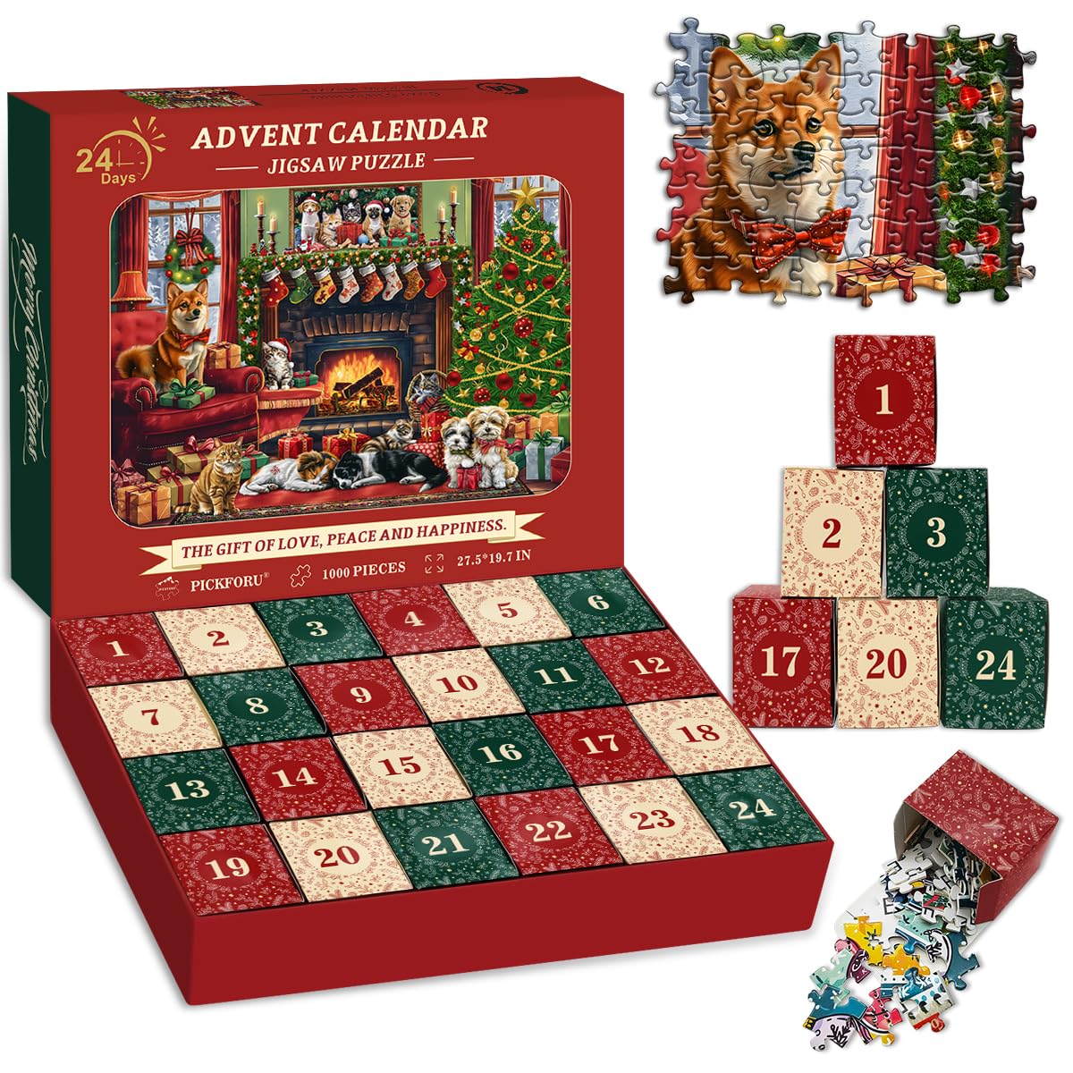 Foto 3 pulgar | Calendario De Adviento Con Forma De Rompecabezas Navideño Pickforu 2024 Para Adultos - Venta Internacional.