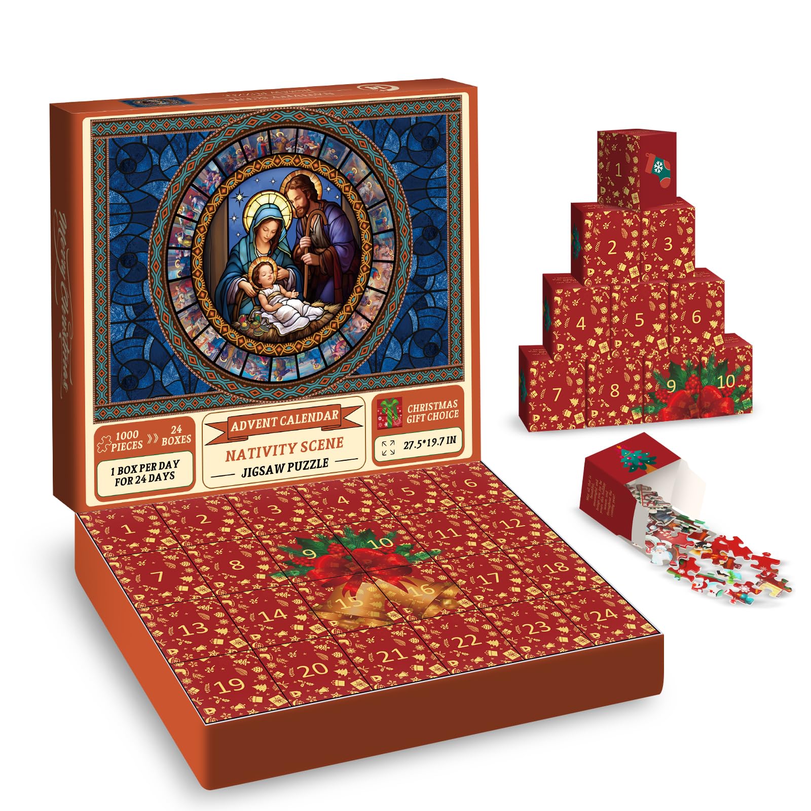 Rompecabezas Con Calendario De Adviento, Escena De La Natividad, 1000 Piezas - Venta Internacional.