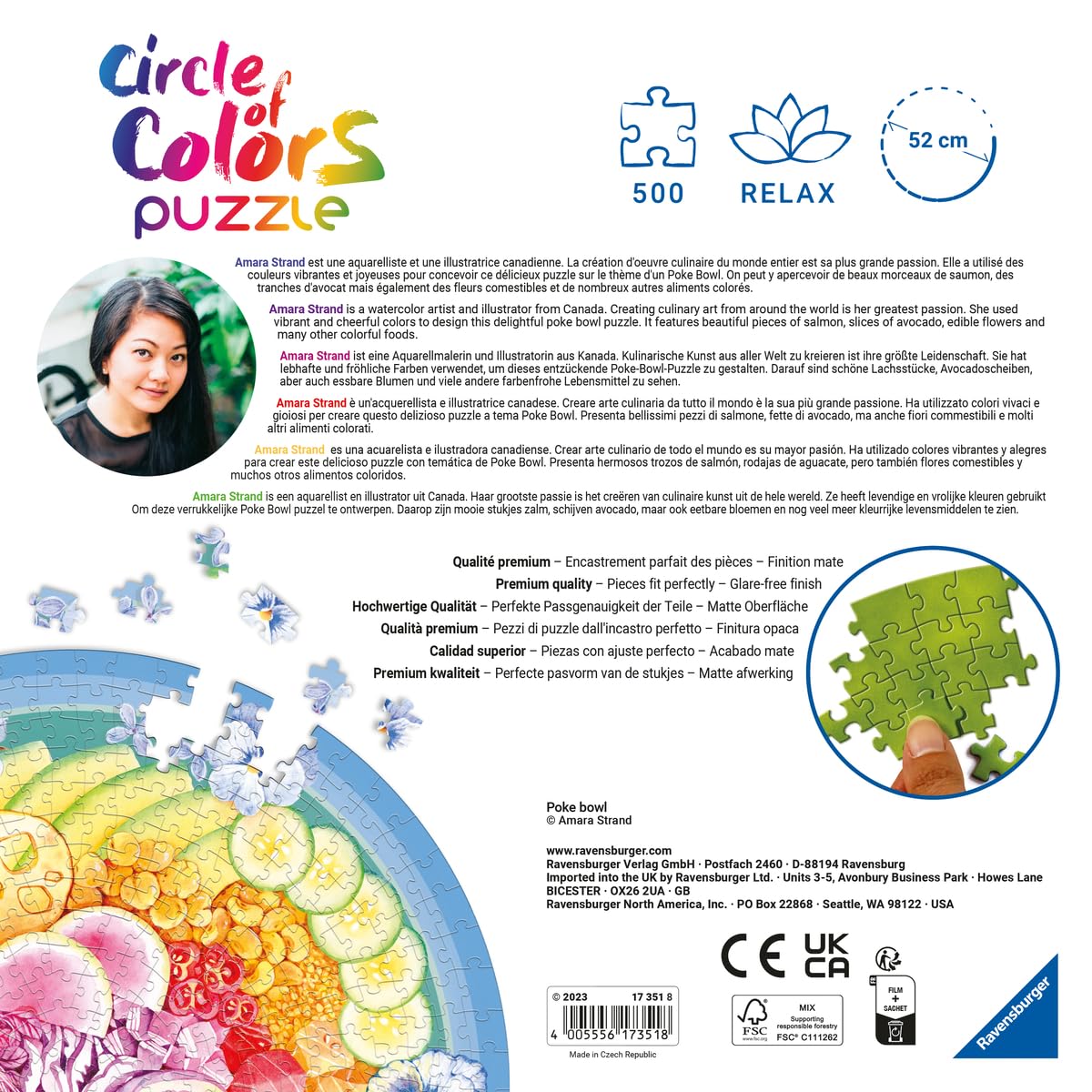 Foto 4 pulgar | Rompecabezas Ravensburger Circle Of Colors Poke Bowl, 500 Unidades - Venta Internacional.