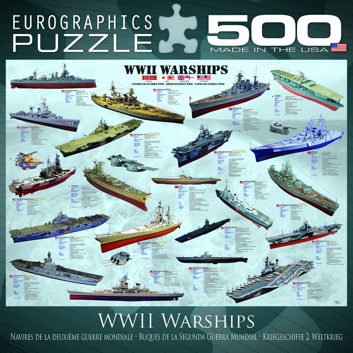 Foto 5 pulgar | Puzzle Eurographics De 500 Buques De Guerra De La Segunda Guerra Mundial - Venta Internacional.