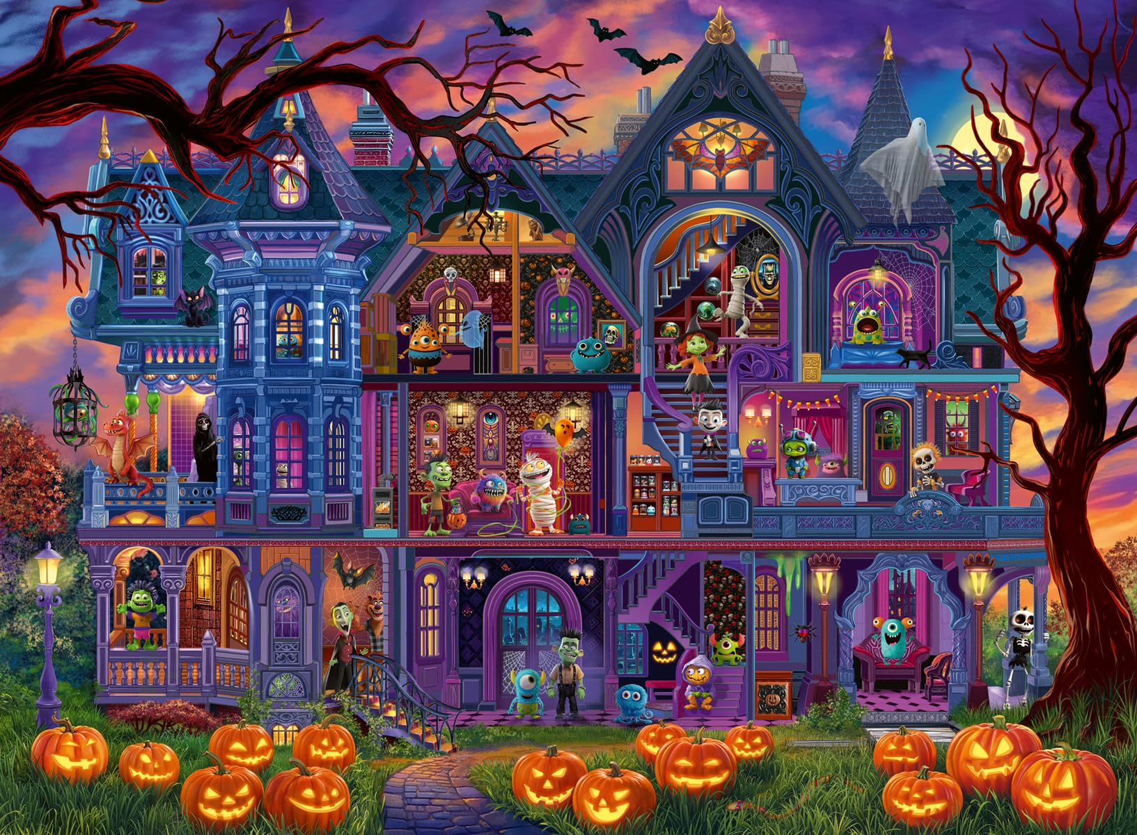 Rompecabezas Ravensburger Monster House Party 100 Piezas - Venta Internacional.