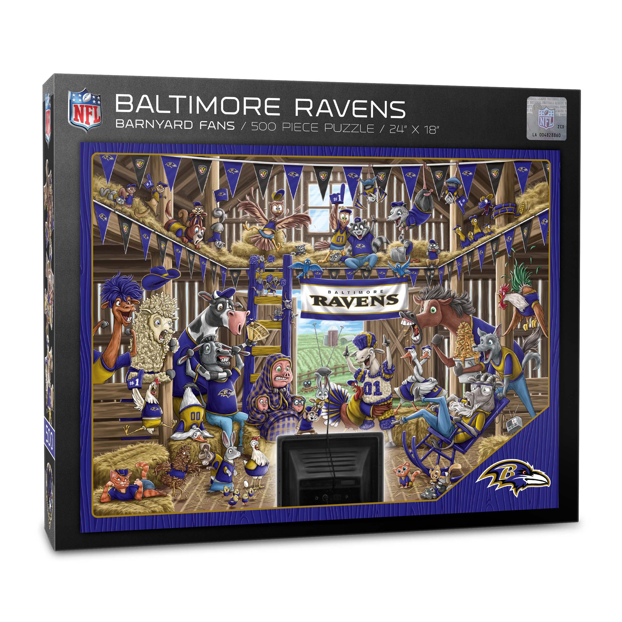 Foto 2 pulgar | Puzzle Youthefan Nfl Baltimore Ravens Barnyard Fans, 500 Unidades - Venta Internacional.