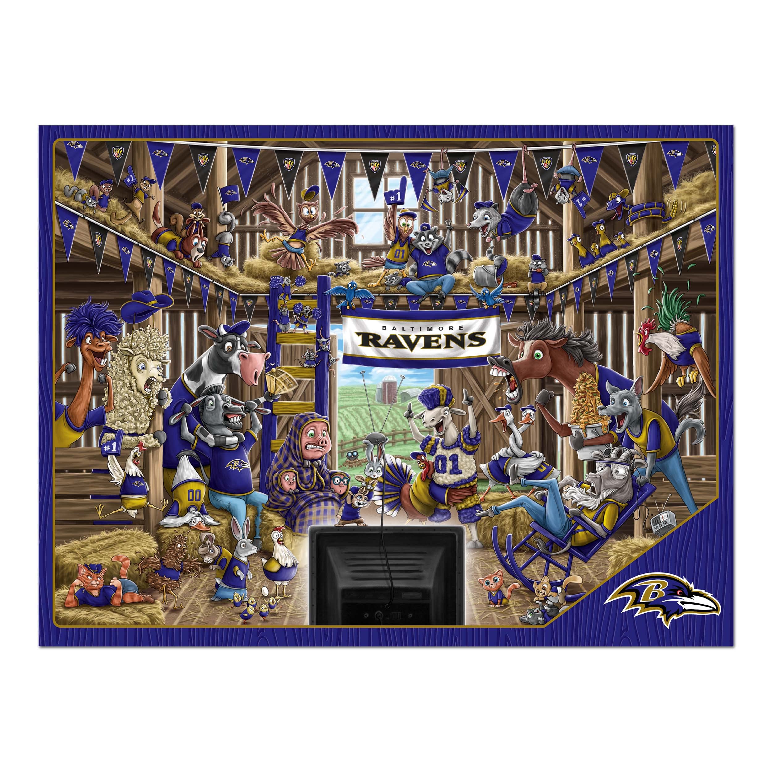 Foto 4 pulgar | Puzzle Youthefan Nfl Baltimore Ravens Barnyard Fans, 500 Unidades - Venta Internacional.