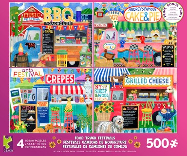 Foto 1 | Rompecabezas Ceaco 4 En 1, Paquete Múltiple De Camiones De Comida, 500 Piezas - Venta Internacional.