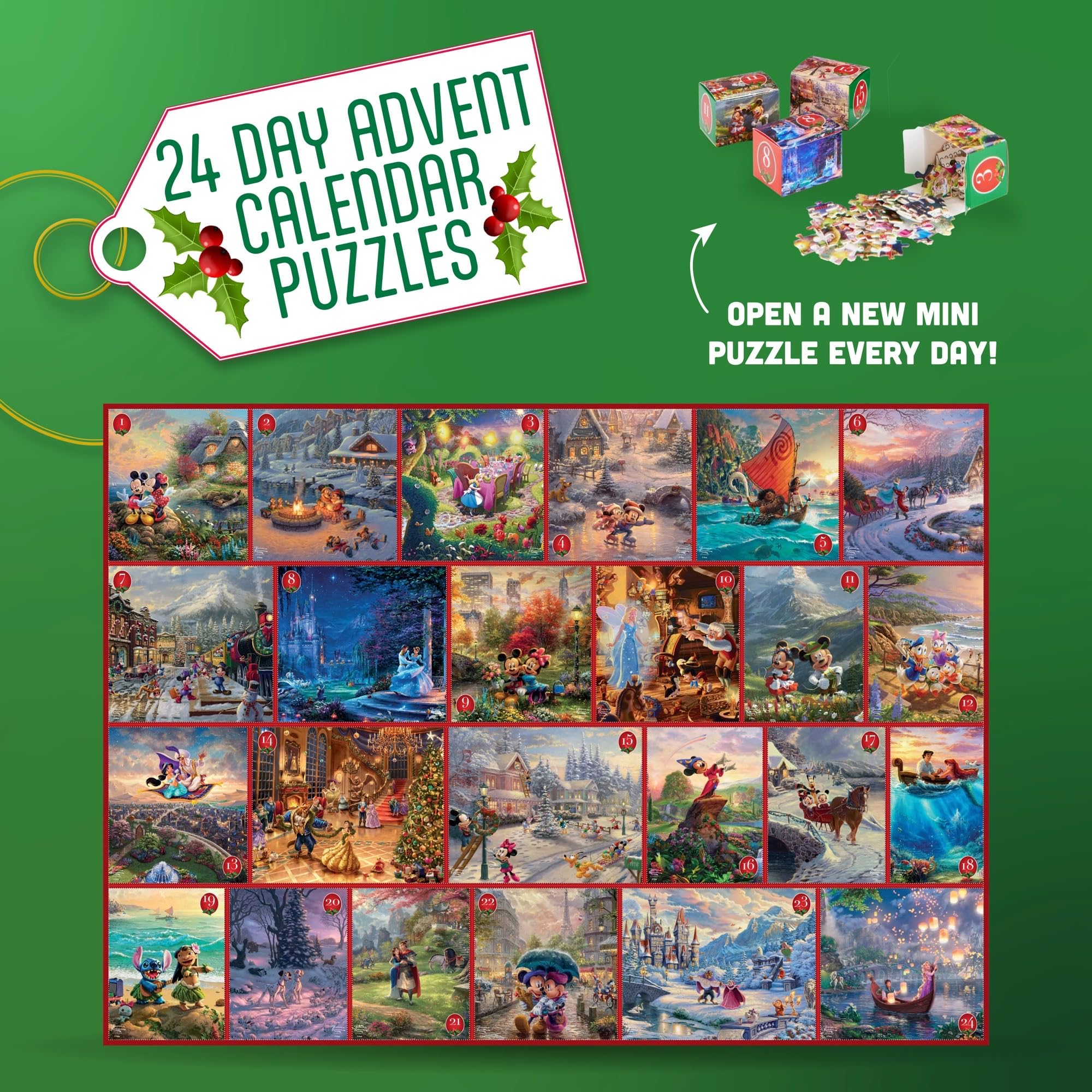 Foto 3 | Puzles De Calendario De Adviento Ceaco Disney Thomas Kinkade, 1000 Unidades - Venta Internacional.