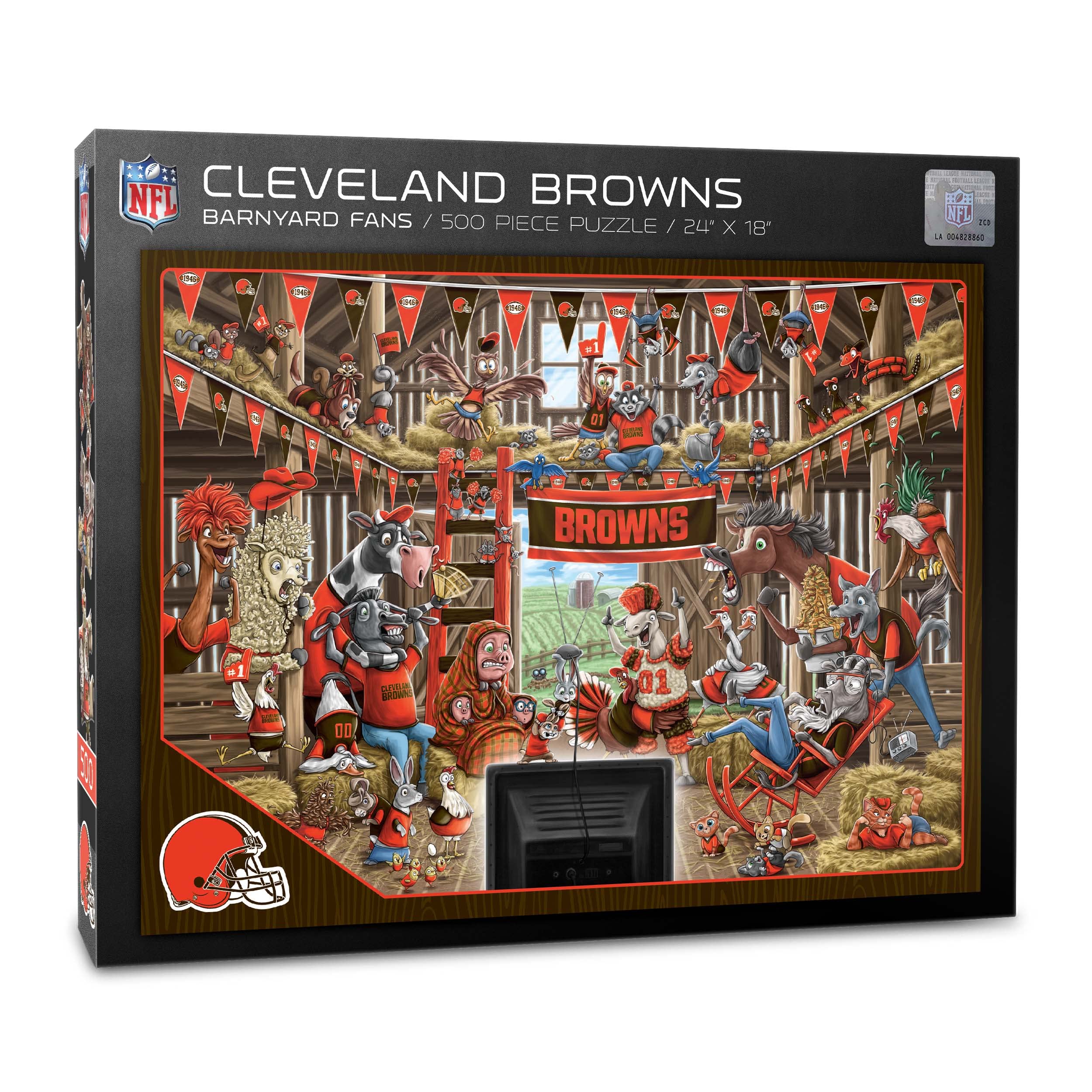 Foto 2 pulgar | Puzzle Youthefan Nfl Cleveland Browns Barnyard Fans, 500 Unidades - Venta Internacional.