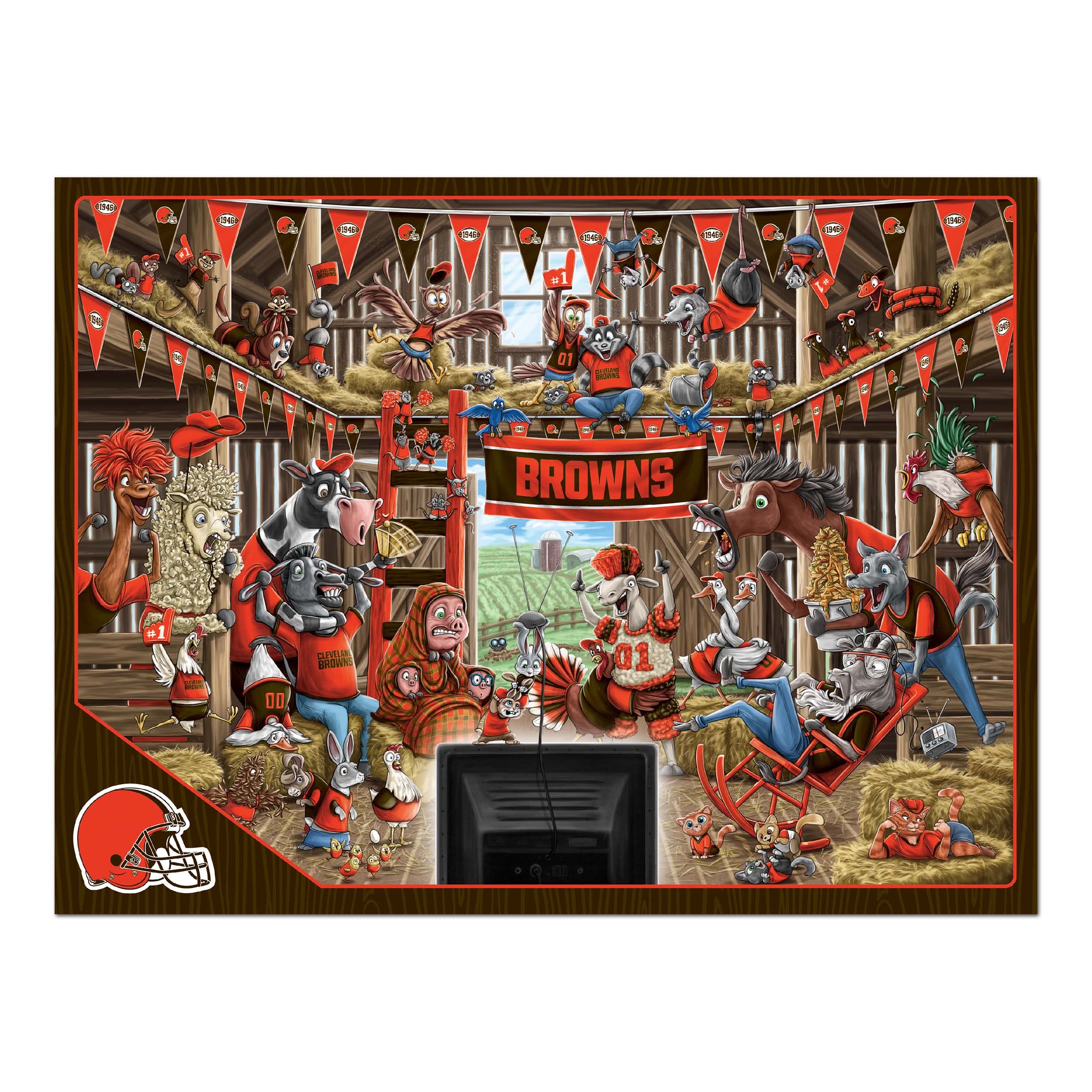 Foto 4 pulgar | Puzzle Youthefan Nfl Cleveland Browns Barnyard Fans, 500 Unidades - Venta Internacional.