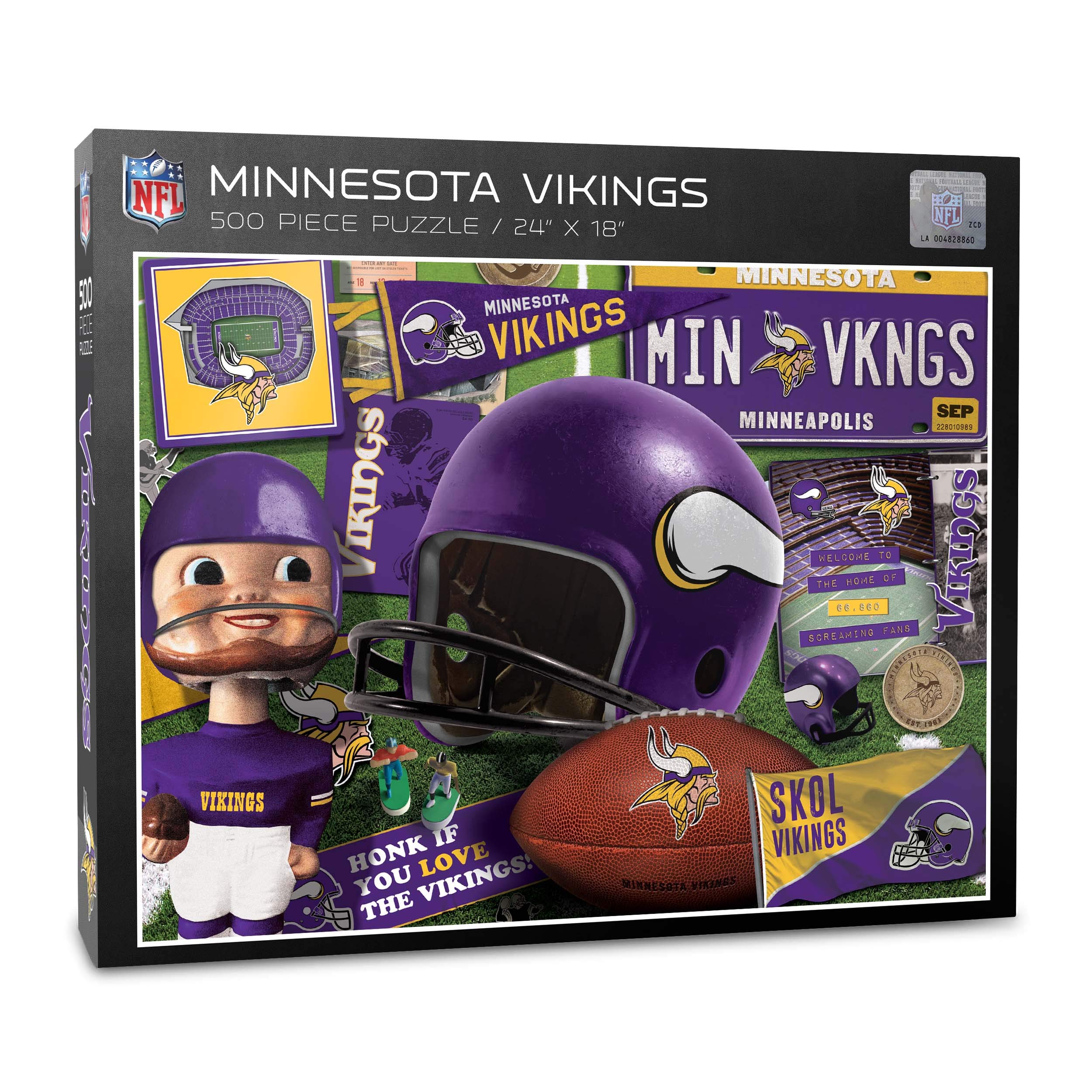 Foto 2 pulgar | Puzzle Youthefan Nfl Minnesota Vikings Retro De 500 Piezas - Venta Internacional.