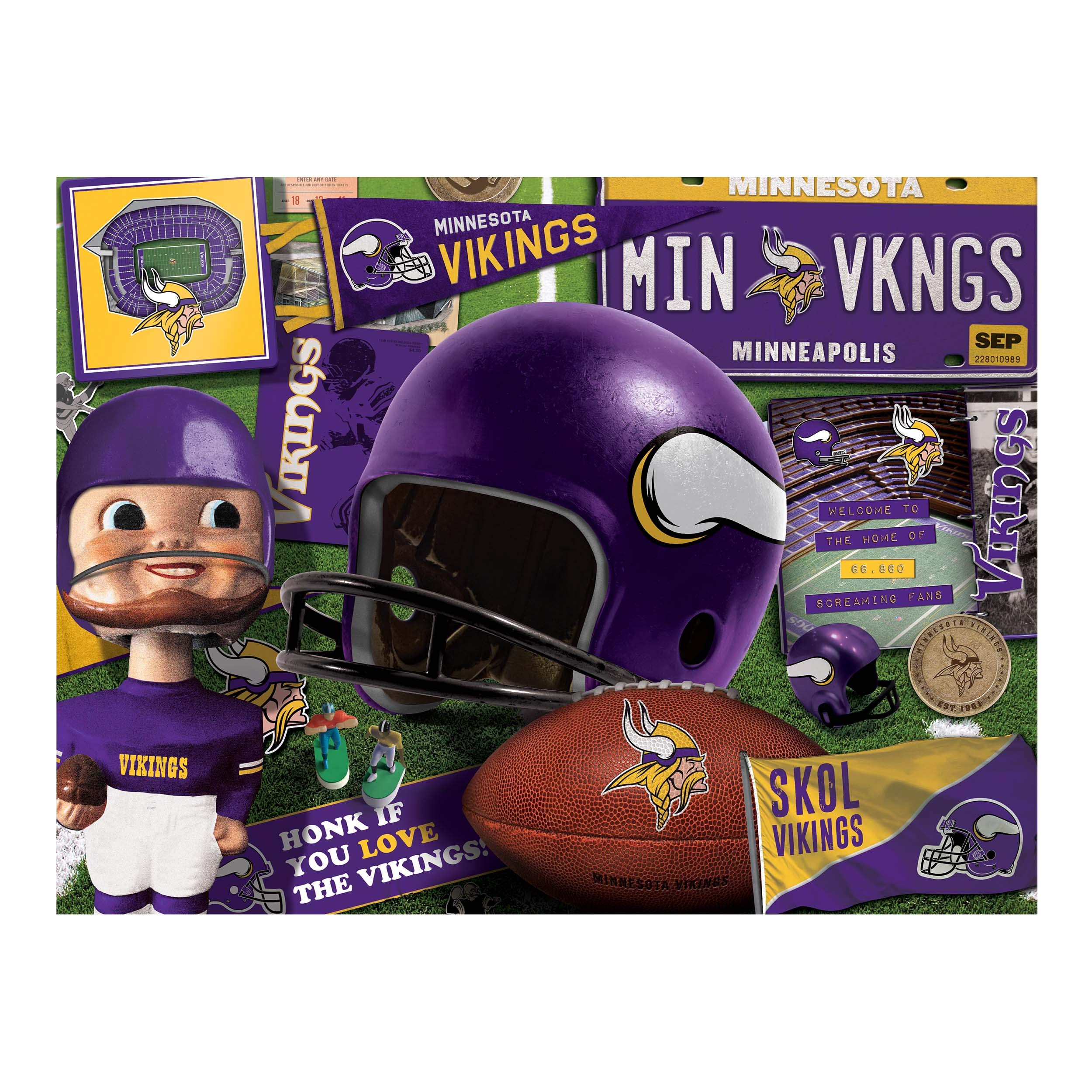 Foto 4 pulgar | Puzzle Youthefan Nfl Minnesota Vikings Retro De 500 Piezas - Venta Internacional.