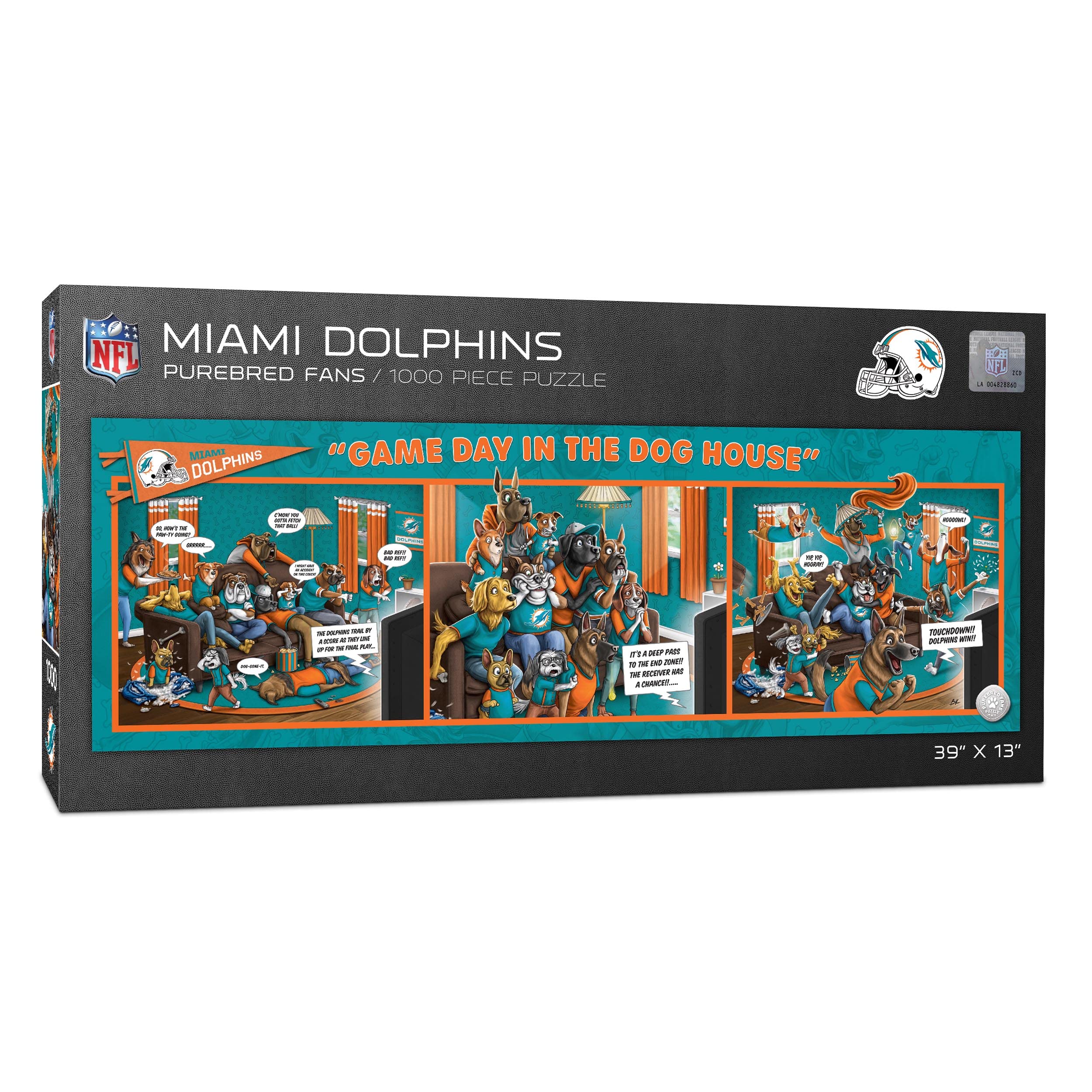 Foto 2 pulgar | Puzzle Youthefan Nfl Miami Dolphins Game Day En The Dog House - Venta Internacional.