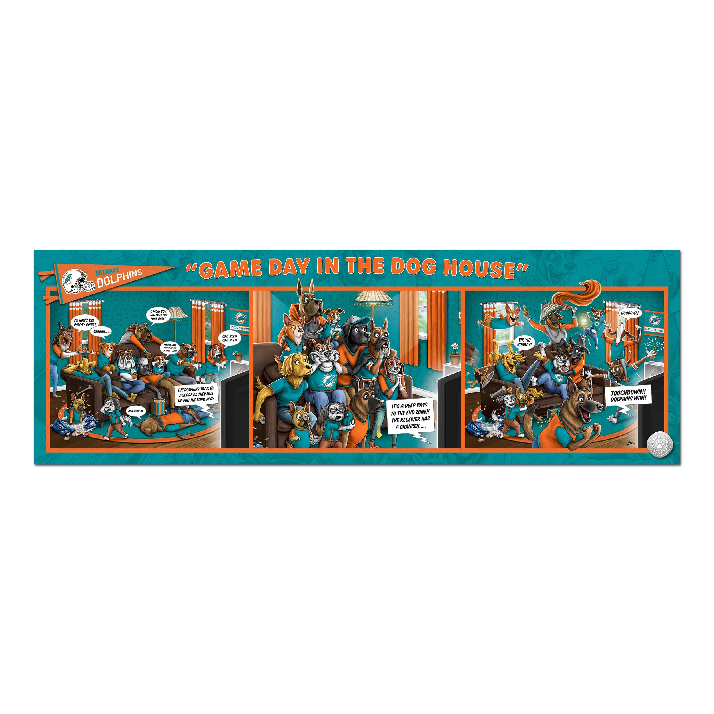 Foto 4 pulgar | Puzzle Youthefan Nfl Miami Dolphins Game Day En The Dog House - Venta Internacional.