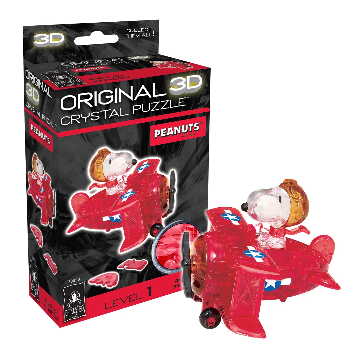 Foto 2 pulgar | Puzzle De Cristal 3d Bepuzzled Peanuts Snoopy Flying Ace - Venta Internacional.