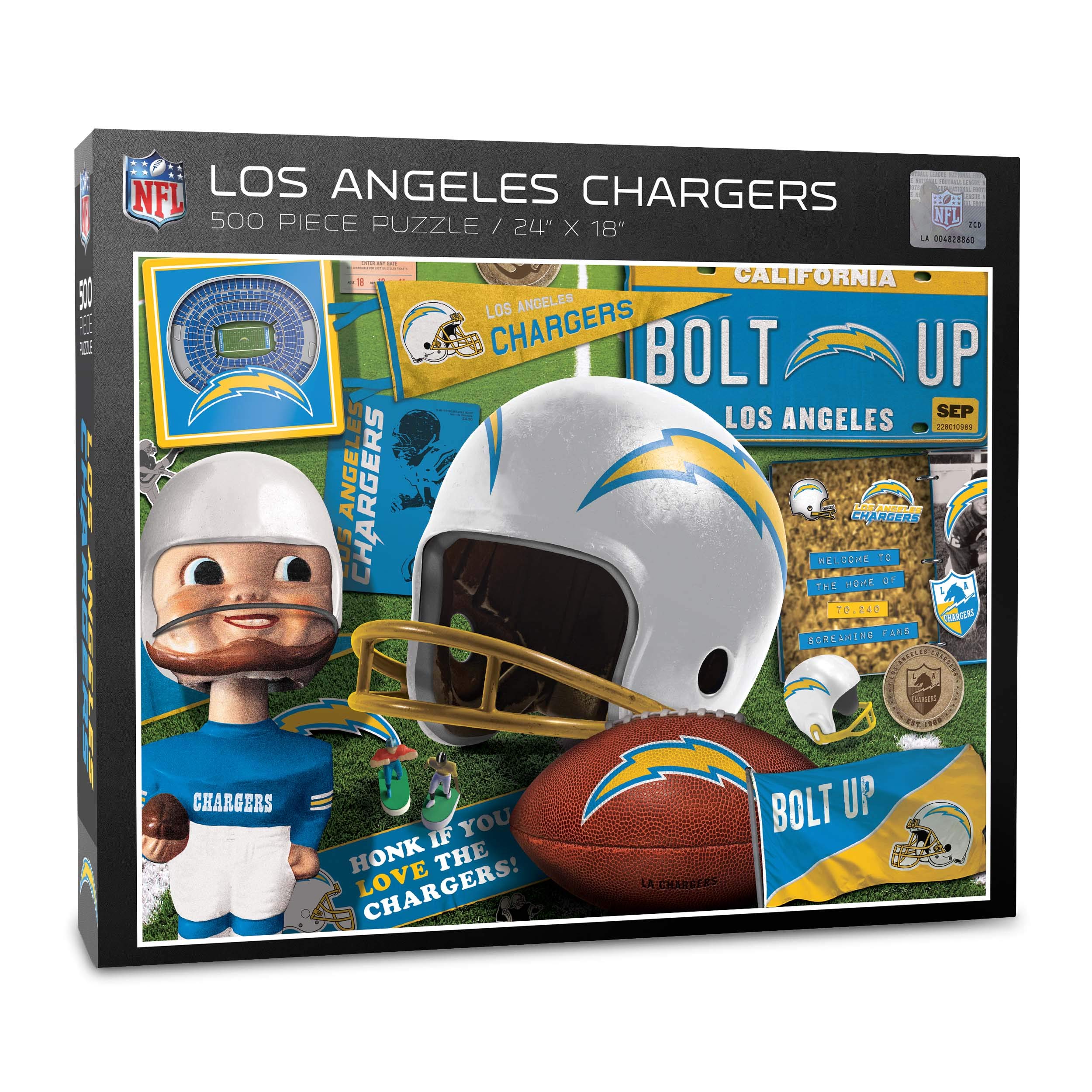 Foto 2 pulgar | Puzzle Youthefan Nfl Los Angeles Chargers Retro, 500 Piezas - Venta Internacional.