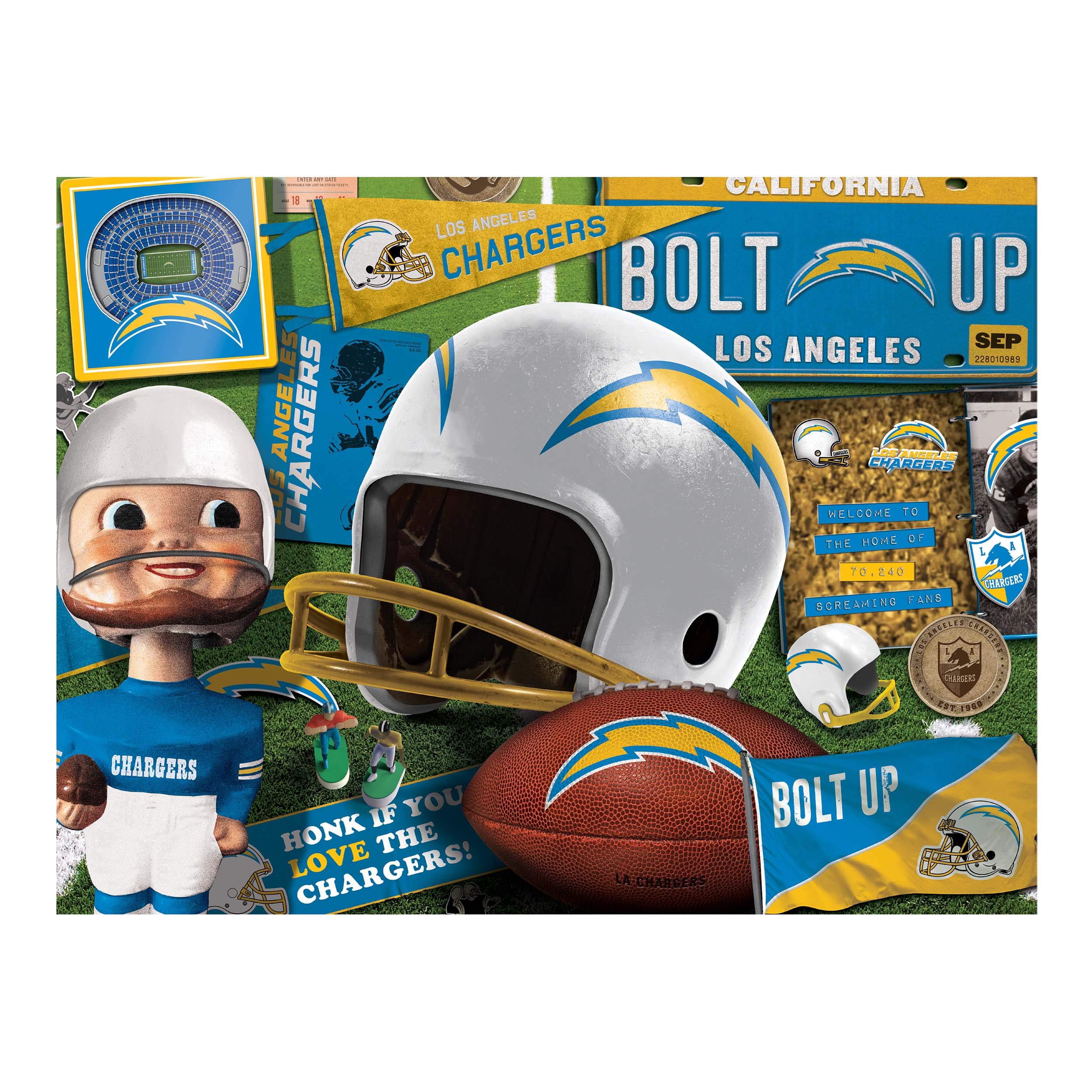 Foto 4 pulgar | Puzzle Youthefan Nfl Los Angeles Chargers Retro, 500 Piezas - Venta Internacional.