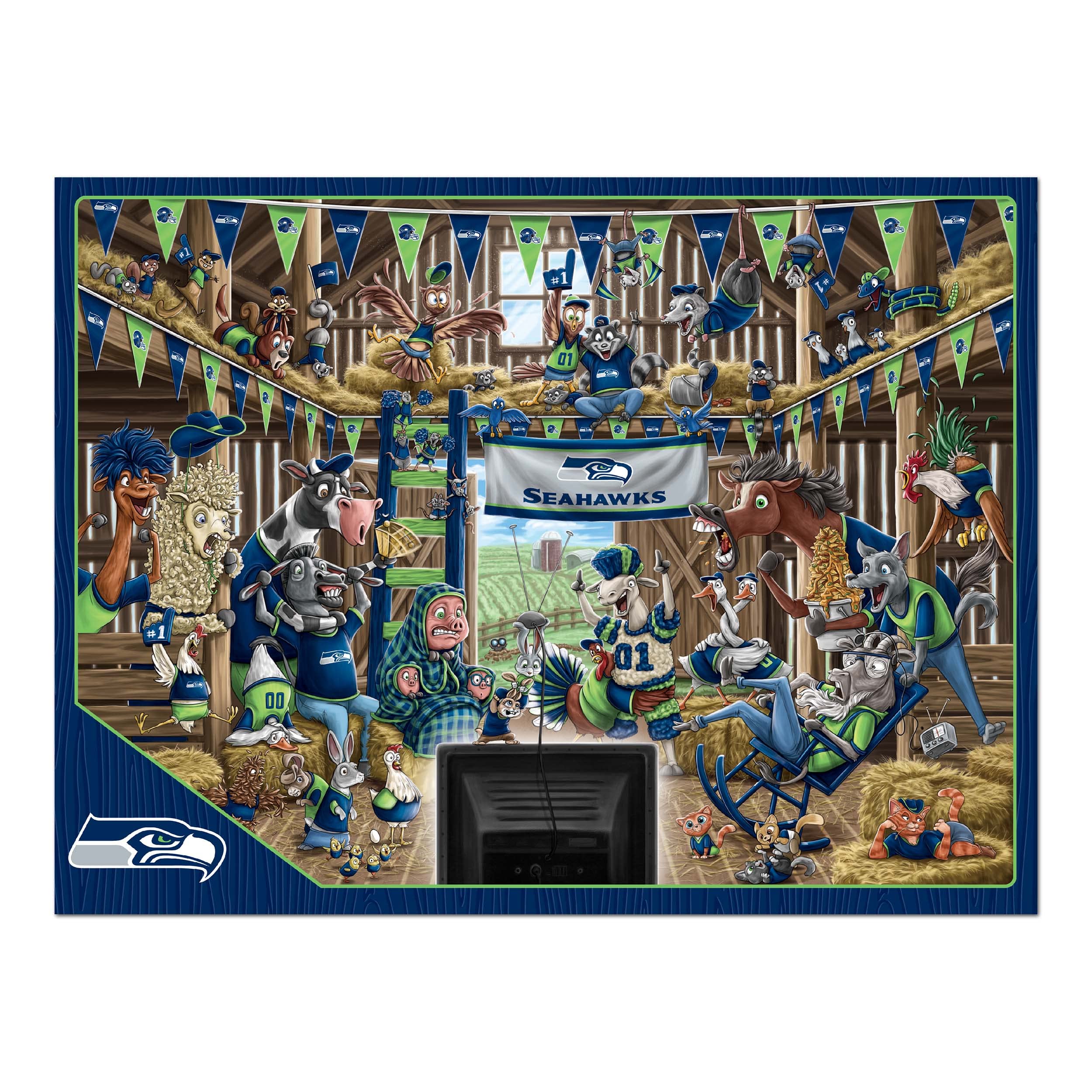 Foto 3 | Puzzle Youthefan Nfl Seattle Seahawks Barnyard Fans, 500 Unidades - Venta Internacional.