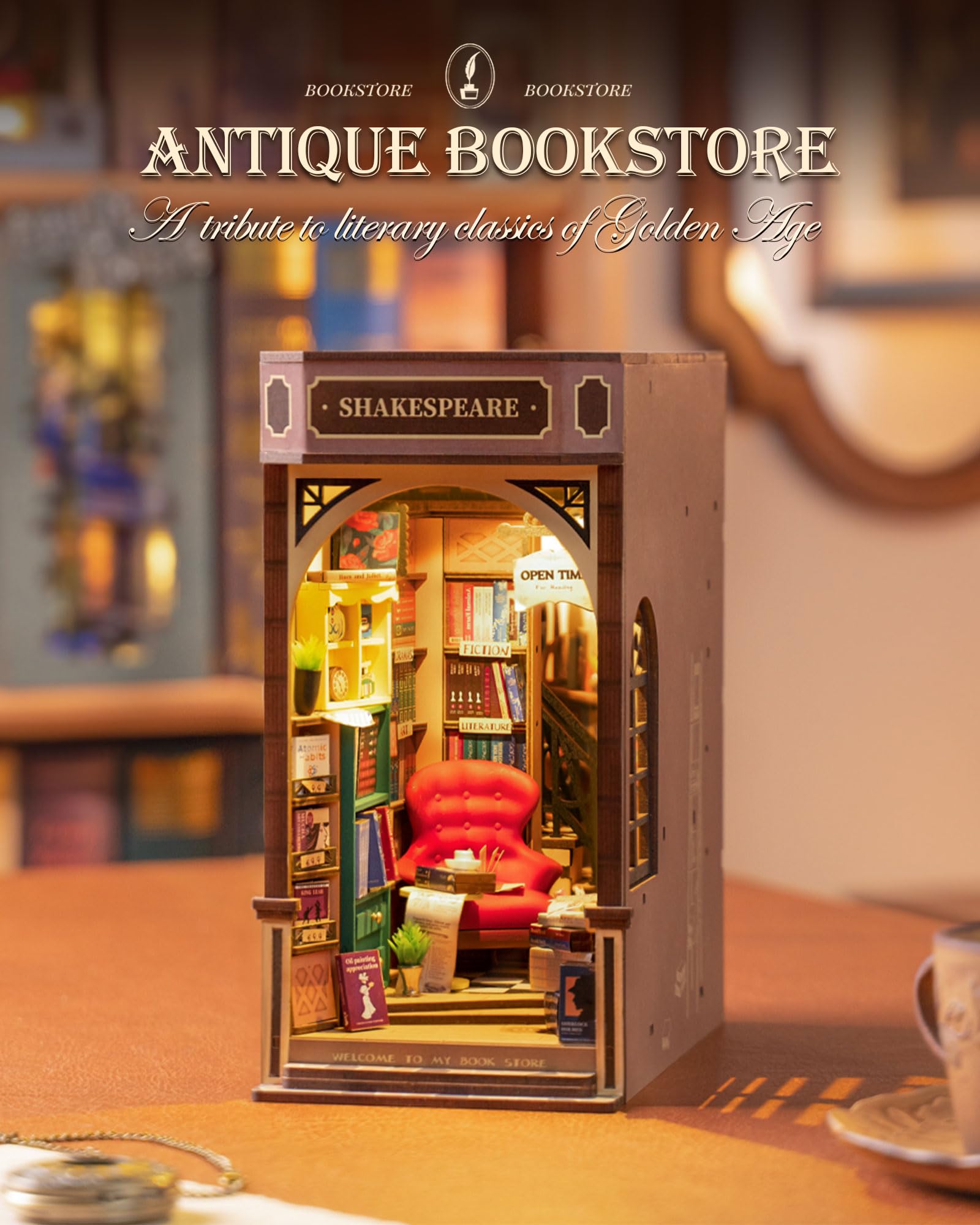 Foto 3 pulgar | Juego De Rincón Para Libros Diy Bookstore Rolife Bookstore, Rompecabezas 3d De Madera Con Led - Venta Internacional.