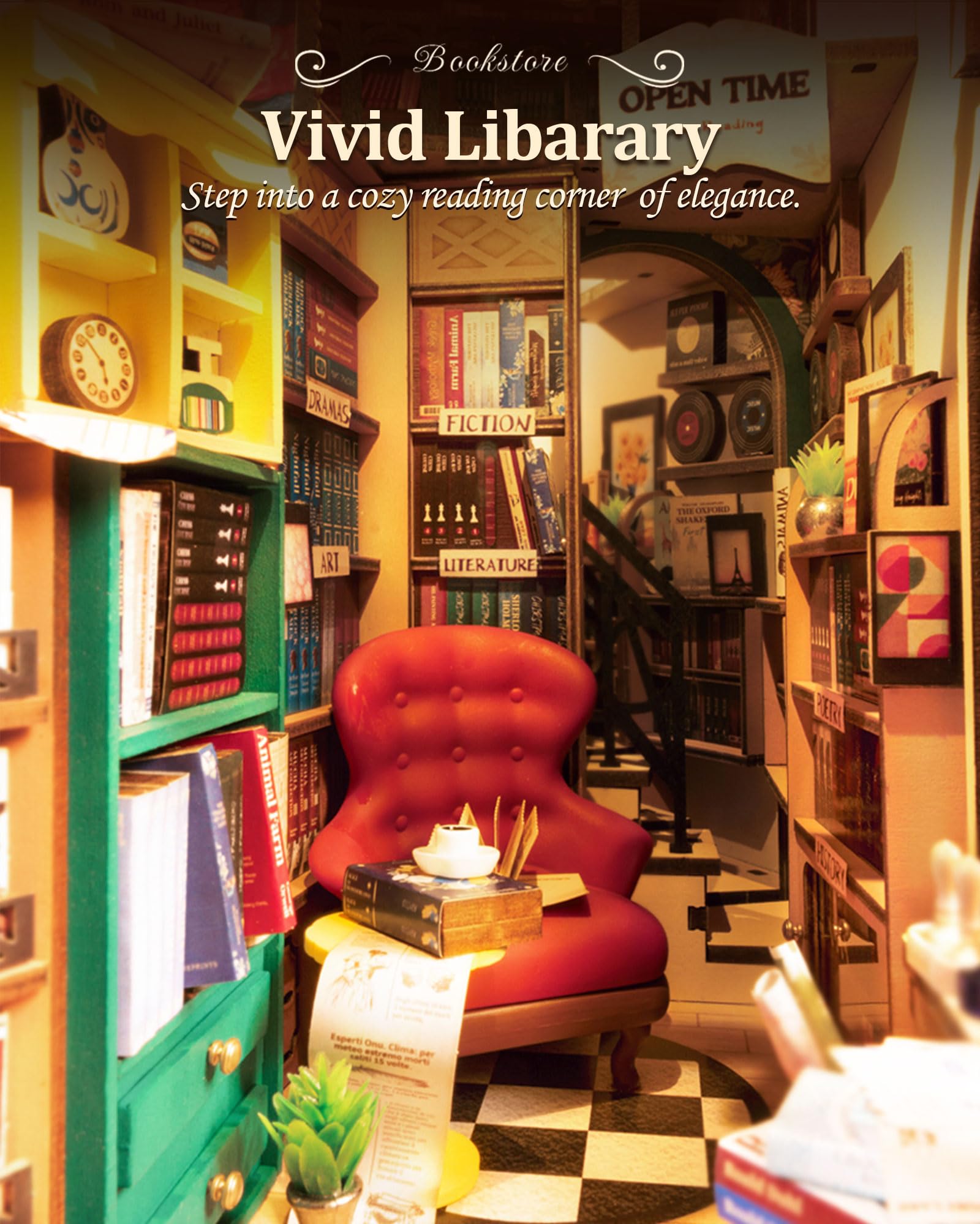 Foto 4 pulgar | Juego De Rincón Para Libros Diy Bookstore Rolife Bookstore, Rompecabezas 3d De Madera Con Led - Venta Internacional.