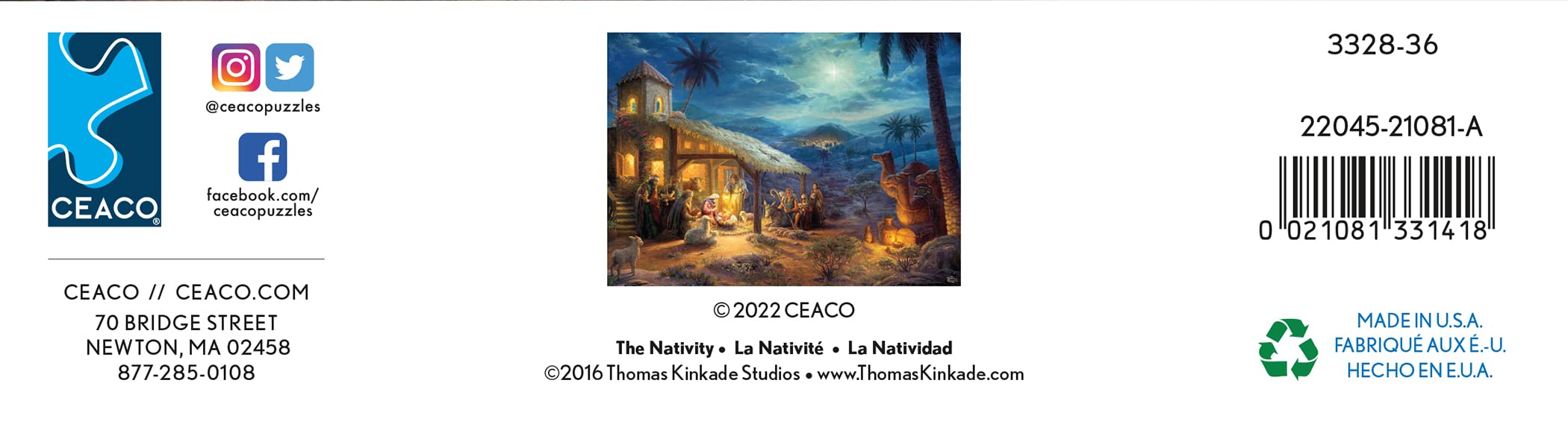 Foto 8 pulgar | Rompecabezas De Navidad De Ceaco Thomas Kinkade, 1000 Piezas - Venta Internacional.