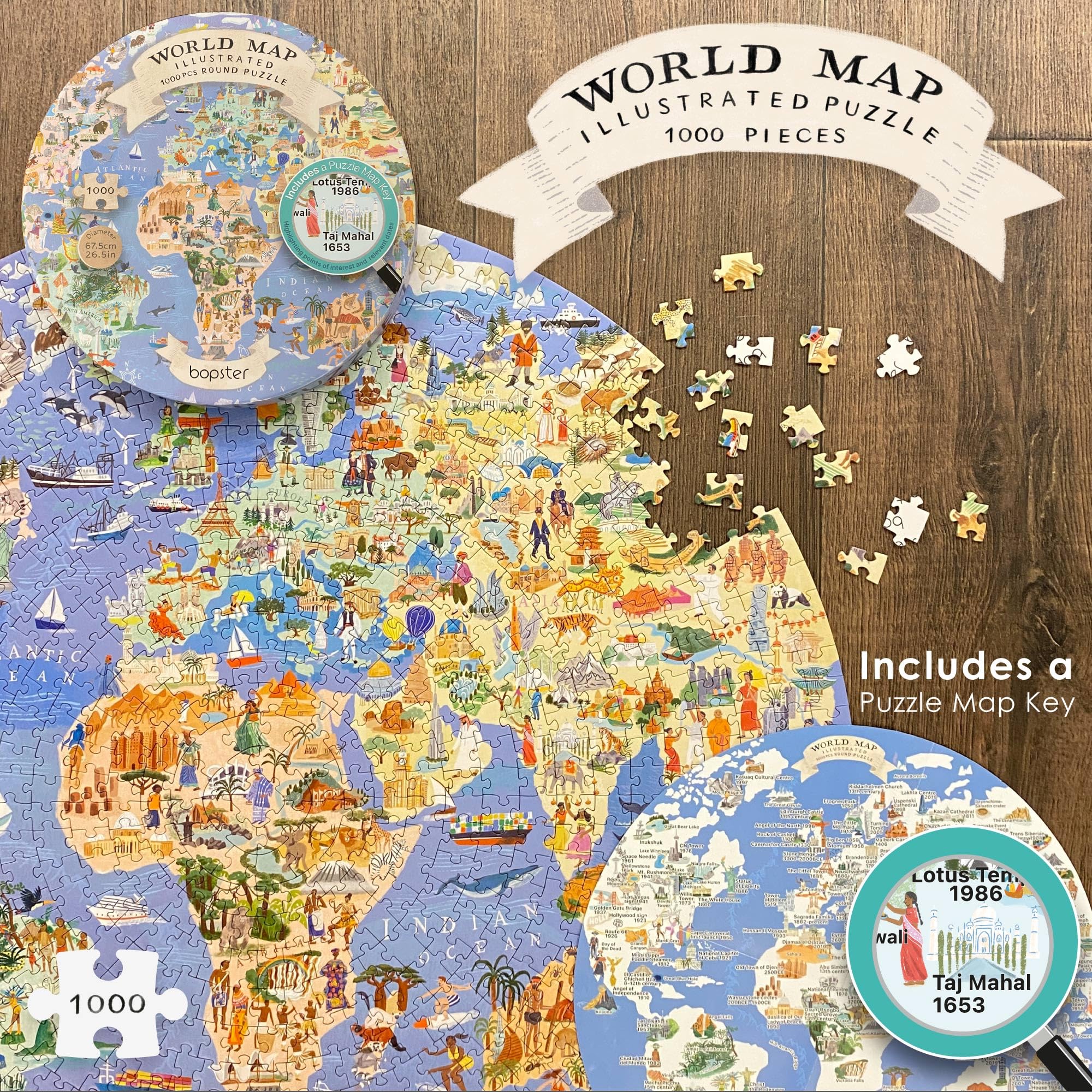 Foto 6 | Rompecabezas Con Forma De Mapa Del Mundo, 1000 Piezas, Para Adultos - Venta Internacional.