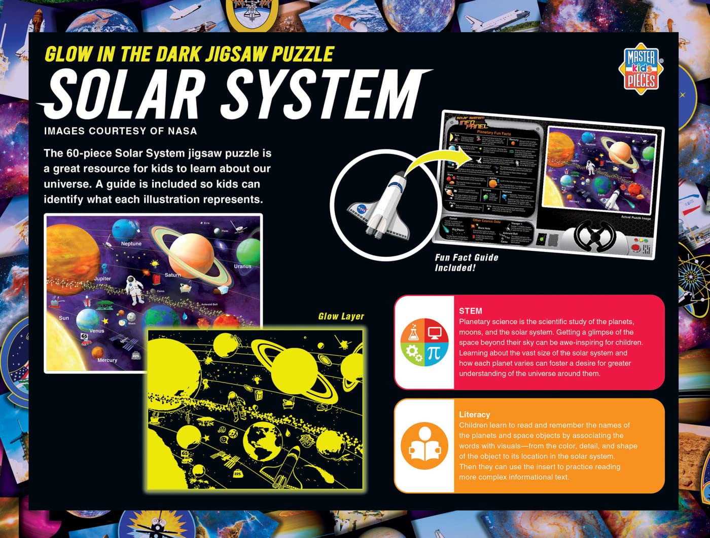 Foto 3 | Obras Maestras Del Rompecabezas El Sistema Solar De La Nasa Brillan En La Oscuridad - Venta Internacional.