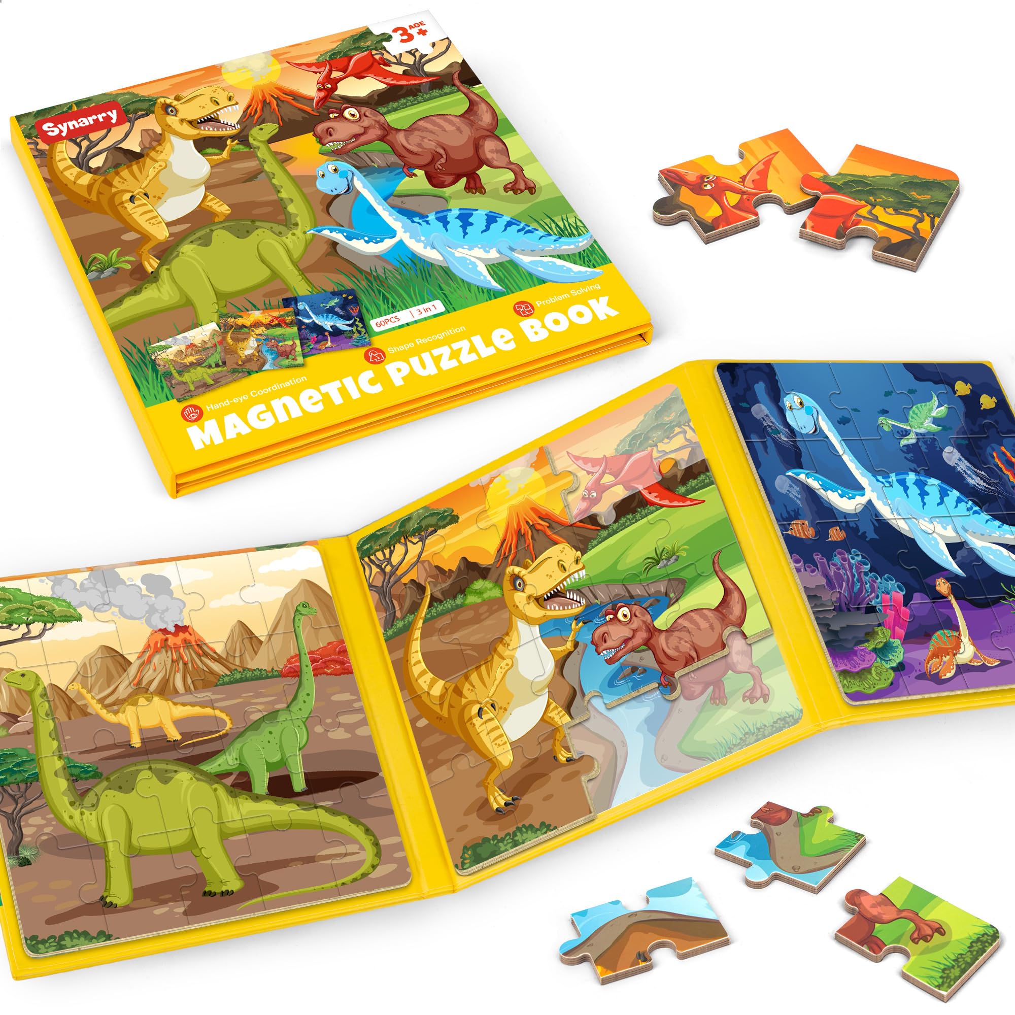 Puzles Magnéticos De Dinosaurios Synarry Para Niños De 3 A 5 Años Con 20 Piezas - Venta Internacional.