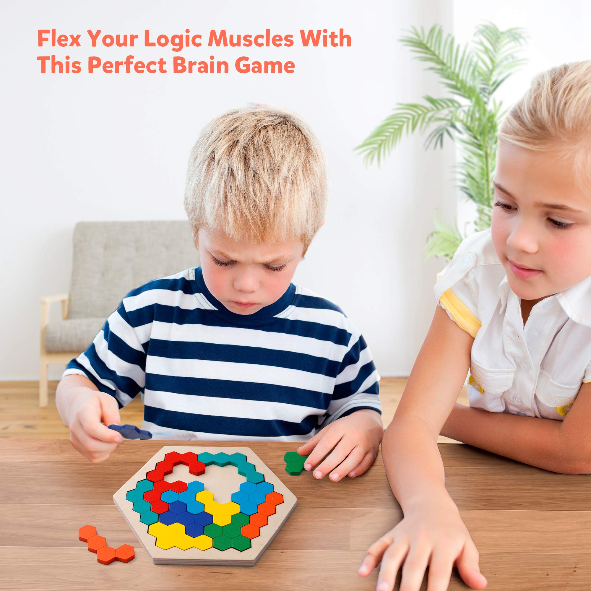 Foto 2 | Puzzle Toy Coogam, Hexágono De Madera, Para Niños Y Adultos - Venta Internacional.