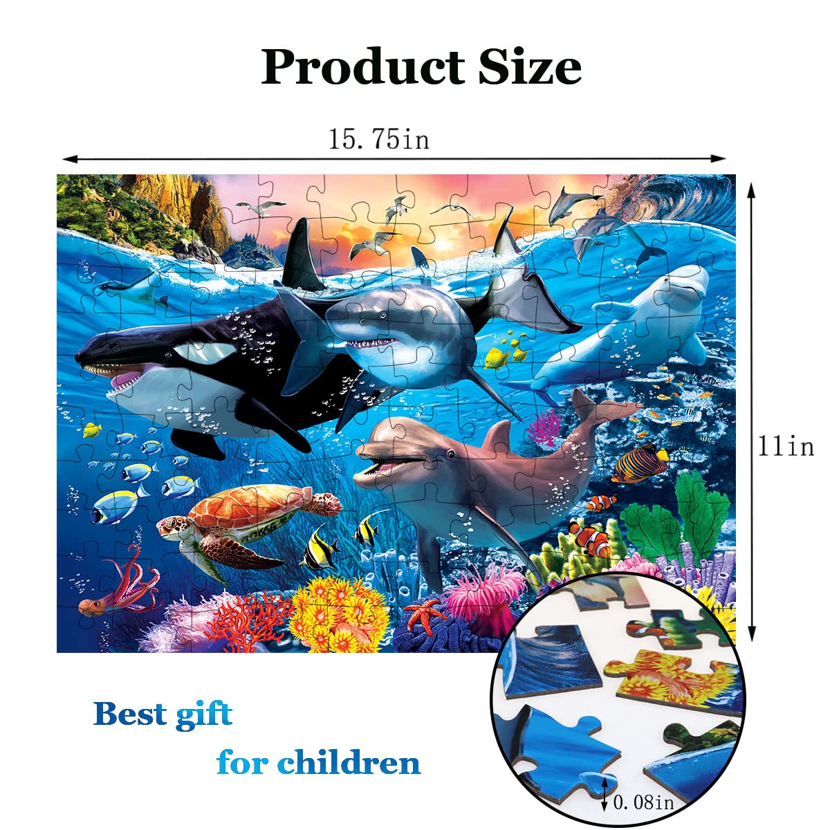 Foto 4 pulgar | Rompecabezas Ransunn Underwater World 100 Piezas Para Niños De 4 A 8 Años - Venta Internacional.