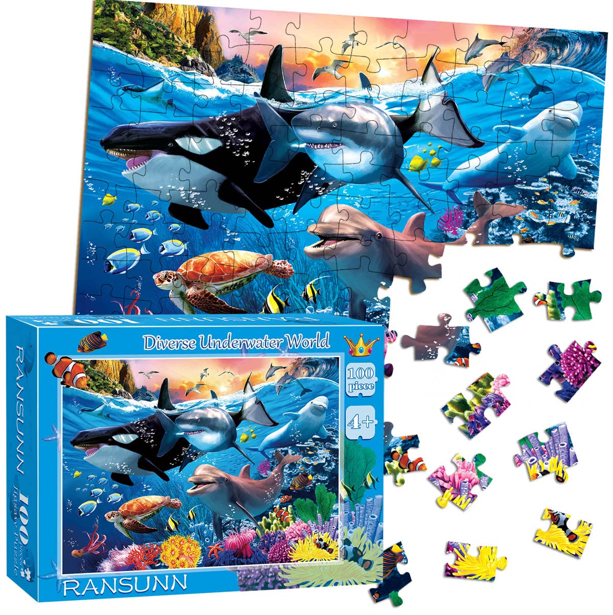 Foto 5 | Rompecabezas Ransunn Underwater World 100 Piezas Para Niños De 4 A 8 Años - Venta Internacional.