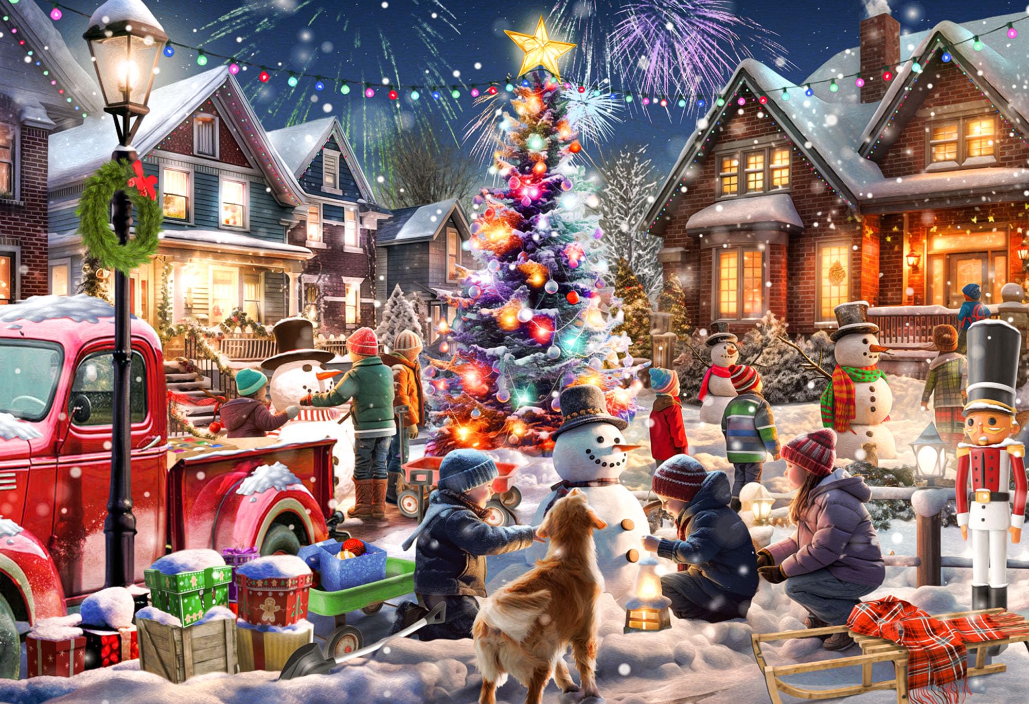 Rompecabezas Vermont Christmas Frosty Face-off De 100 Piezas - Venta Internacional.